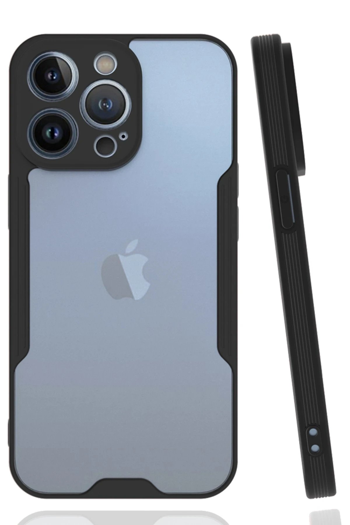 iPhone 14 Pro Max Kılıf Platin Silikon - Siyah-(5796)