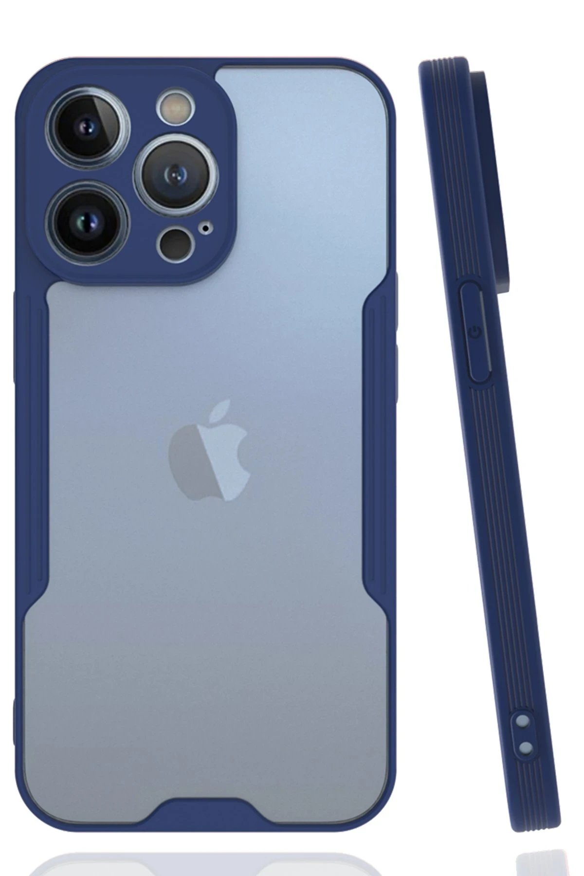 iPhone 14 Pro Max Kılıf Platin Silikon - Lacivert-(5796)