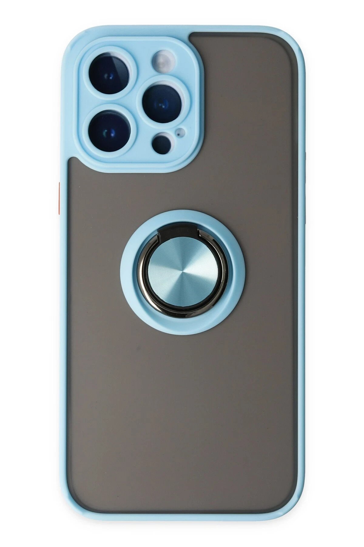 iPhone 14 Pro Kılıf Montreal Yüzüklü Silikon Kapak - Buz Mavi-(5796)