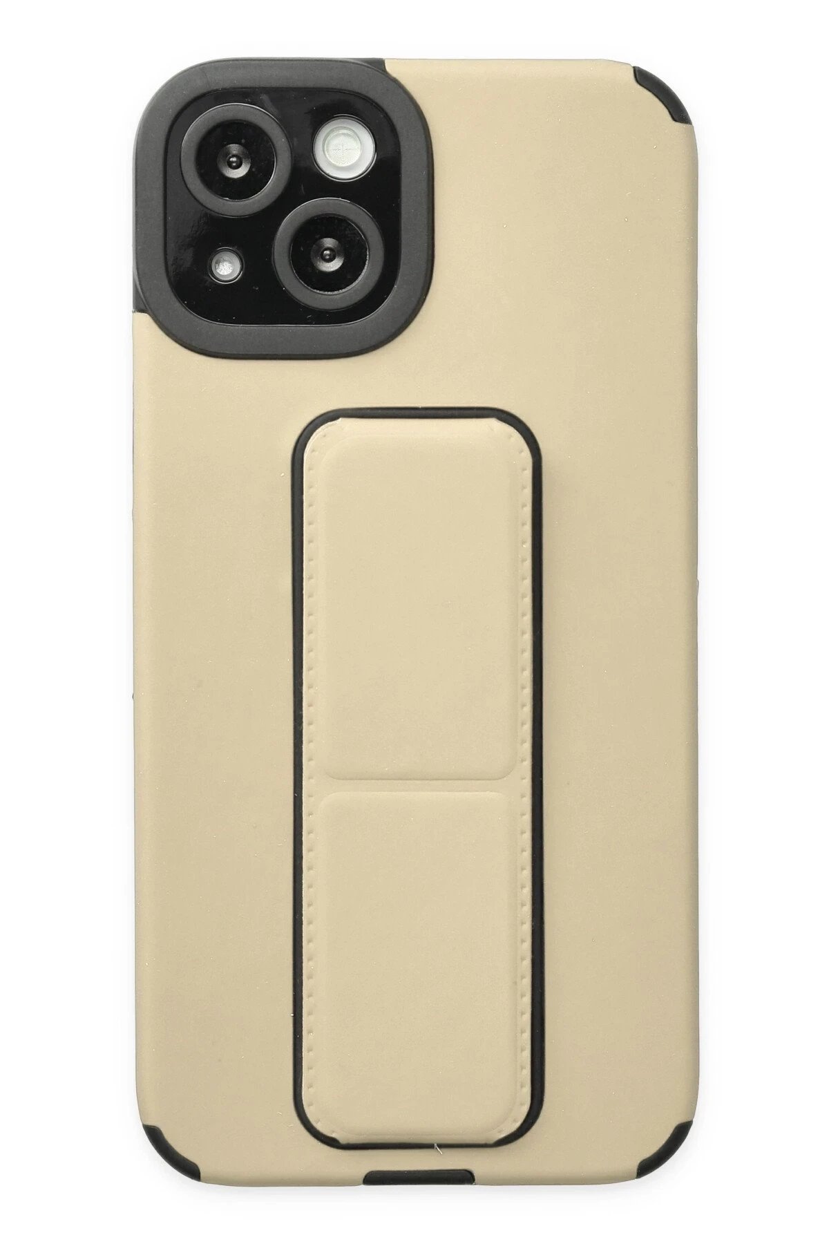 iPhone 14 Plus Kılıf Mega Standlı Silikon - Gold-(5796)