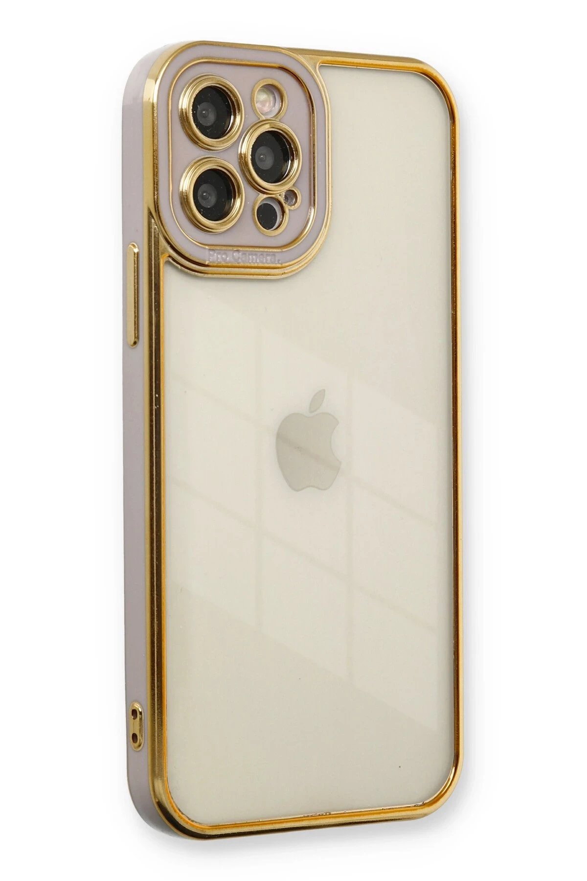 iPhone 12 Pro Max Kılıf Liva Lens Silikon - Lila-(5796)
