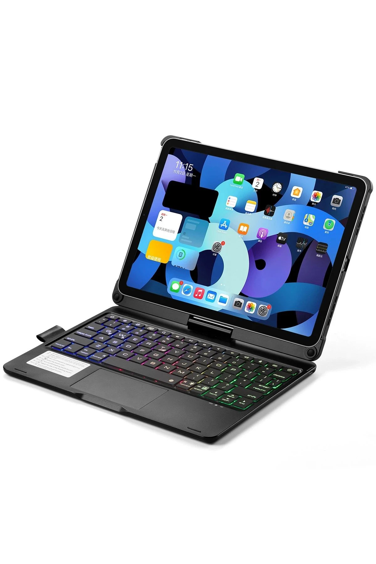 iPad Pro 11 (2021) Kılıf Magic Dönen Klavyeli Tablet Kılıf - Siyah-(5796)