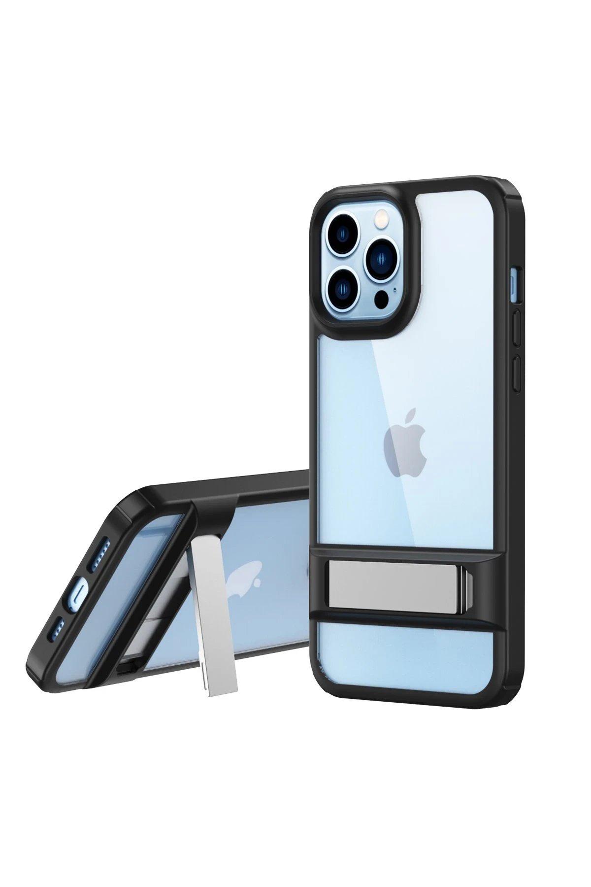 iPhone 13 Pro Max Kılıf Rolet Stand Kapak - Siyah-(5796)