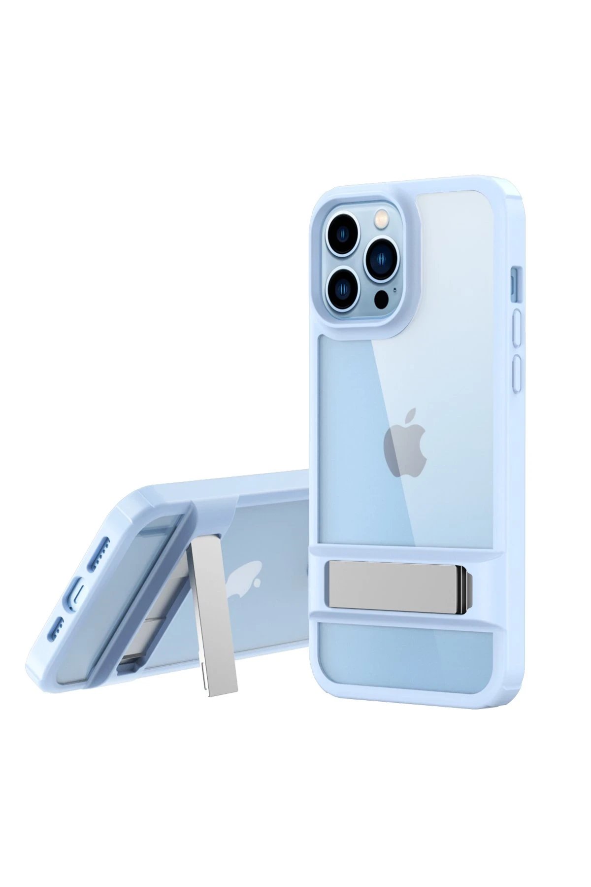 iPhone 13 Pro Max Kılıf Rolet Stand Kapak - Sierra Blue-(5796)