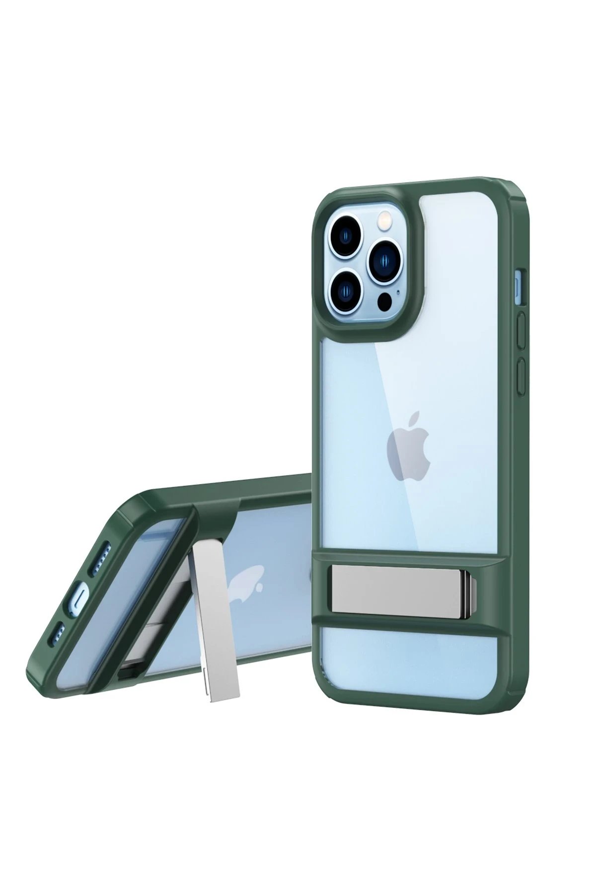 iPhone 13 Pro Max Kılıf Rolet Stand Kapak - Yeşil-(5796)
