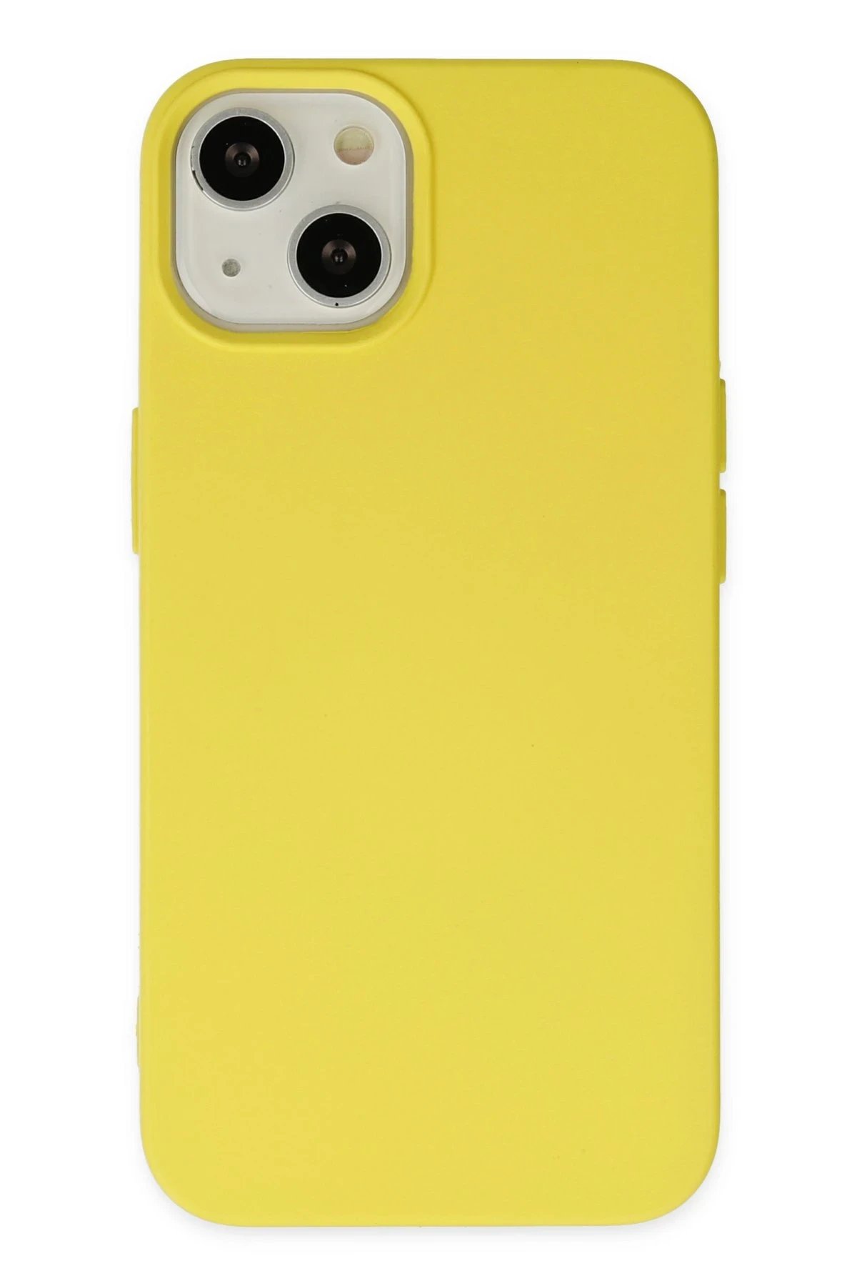 iPhone 14 Kılıf Nano içi Kadife Silikon - Sarı-(5796)