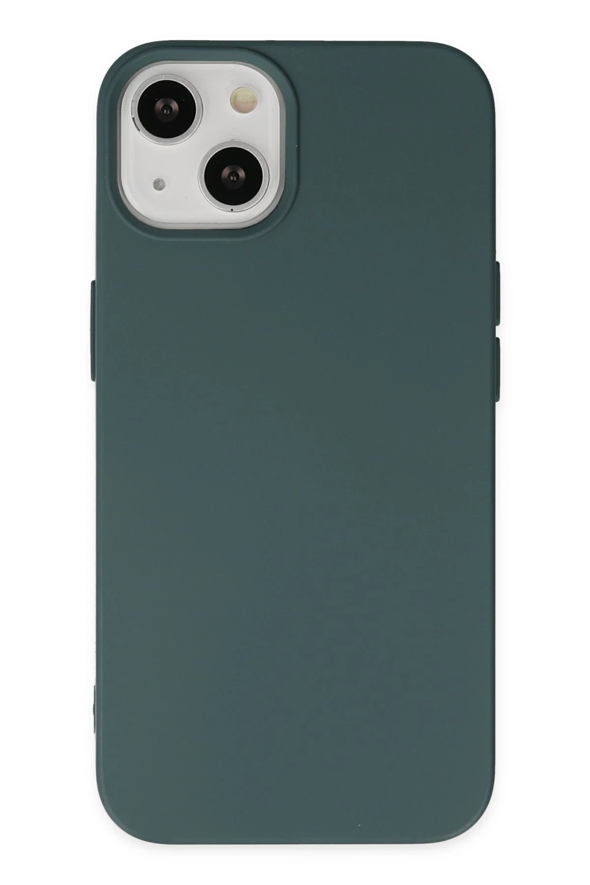 iPhone 14 Kılıf Nano içi Kadife Silikon - Koyu Yeşil-(5796)