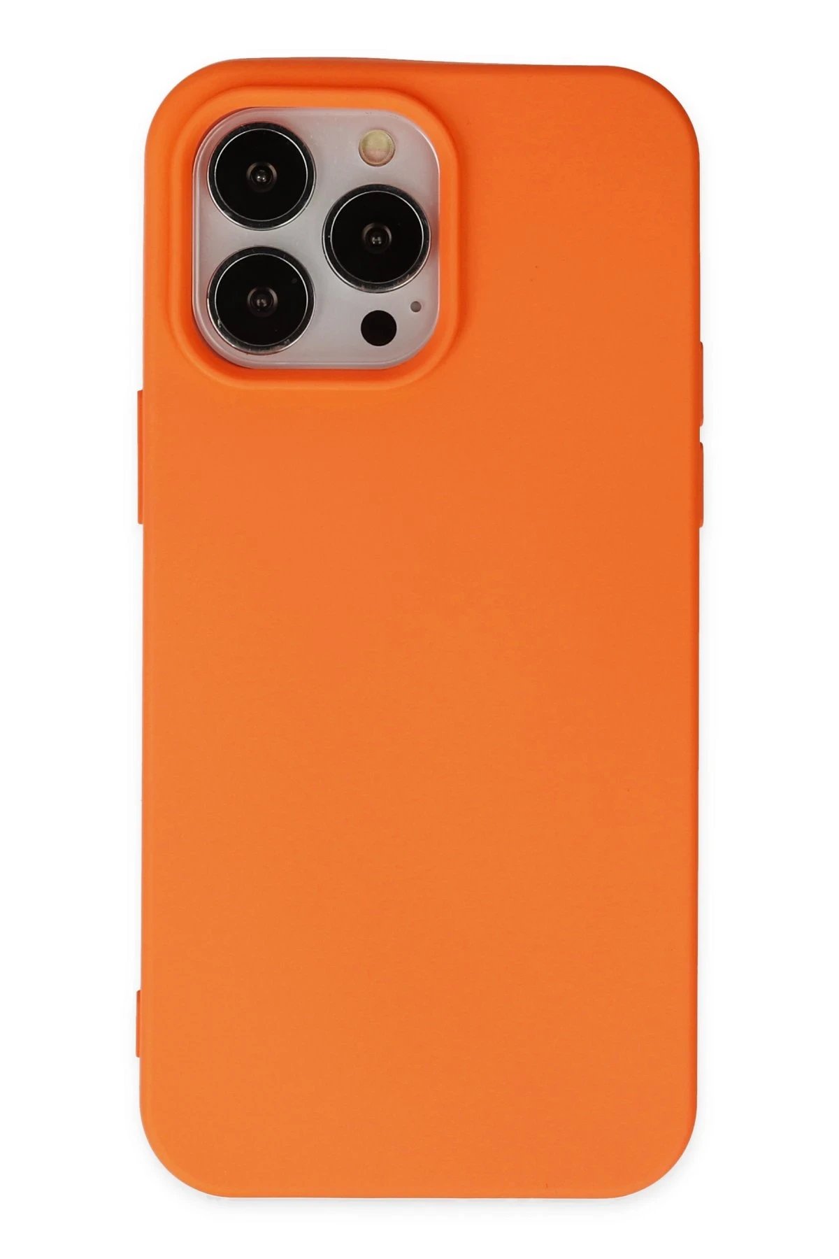 iPhone 14 Pro Kılıf Nano içi Kadife Silikon - Turuncu-(5796)