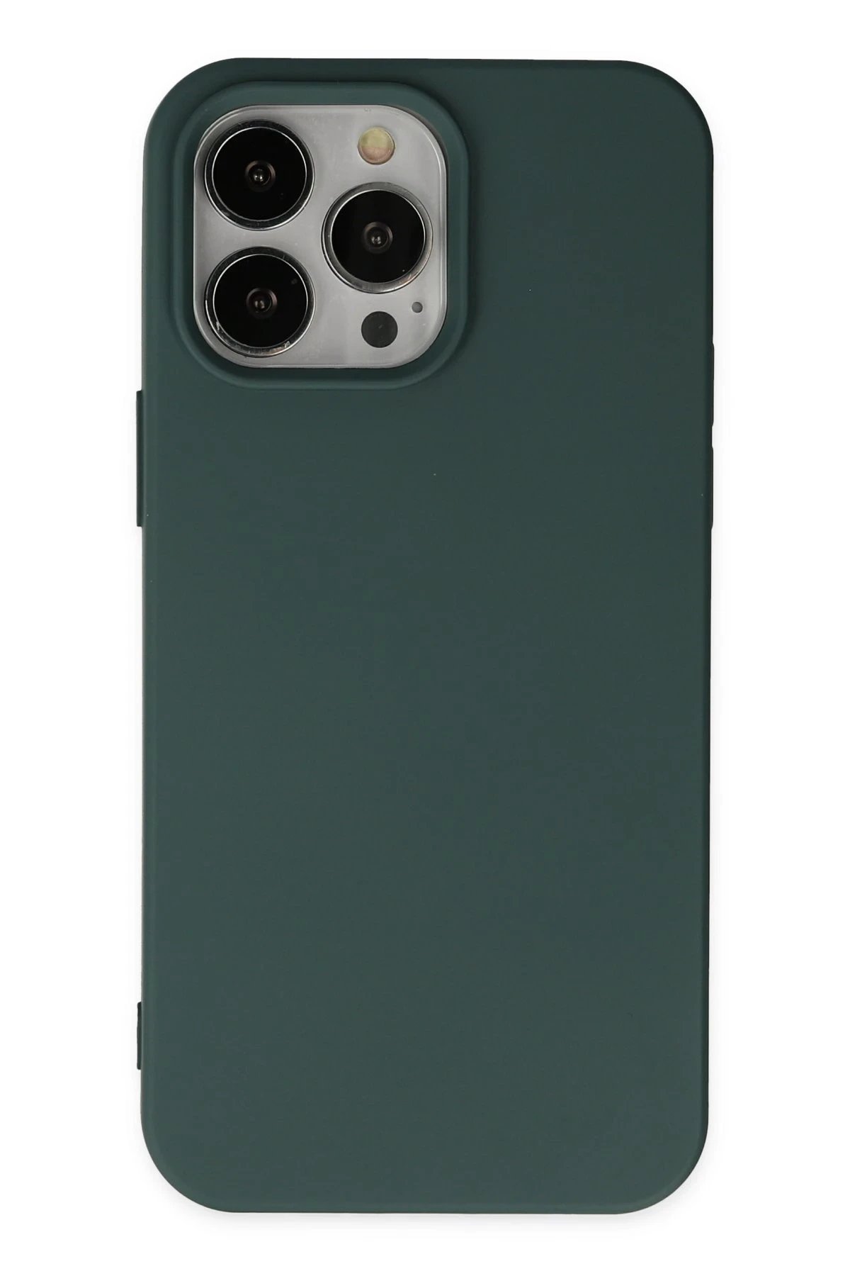 iPhone 14 Pro Max Kılıf Nano içi Kadife Silikon - Koyu Yeşil-(5796)