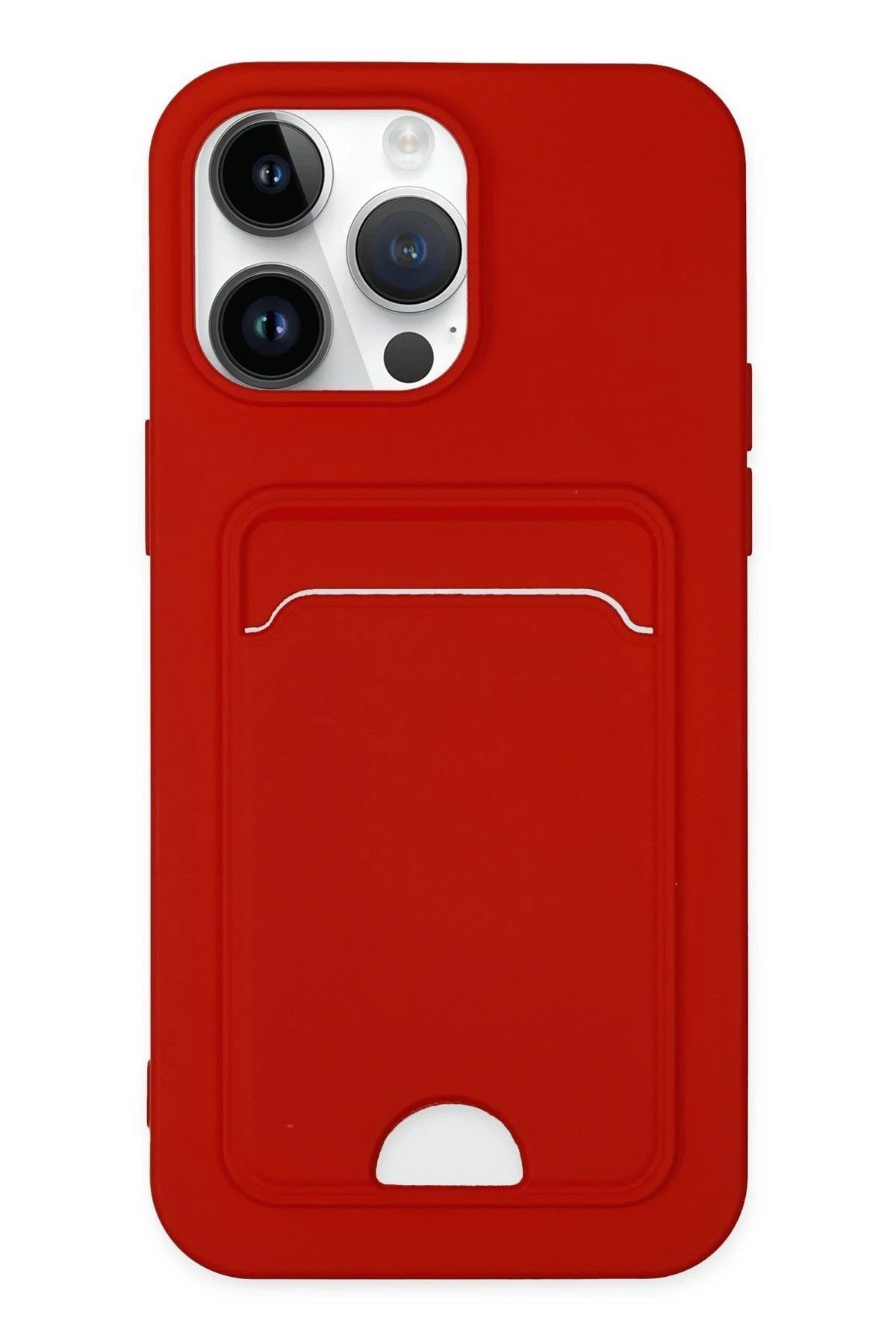 iPhone 14 Pro Kılıf Kelvin Kartvizitli Silikon - Kırmızı-(5796)