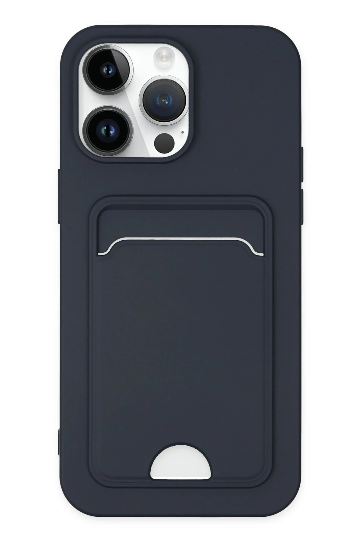 iPhone 14 Pro Kılıf Kelvin Kartvizitli Silikon - Lacivert-(5796)