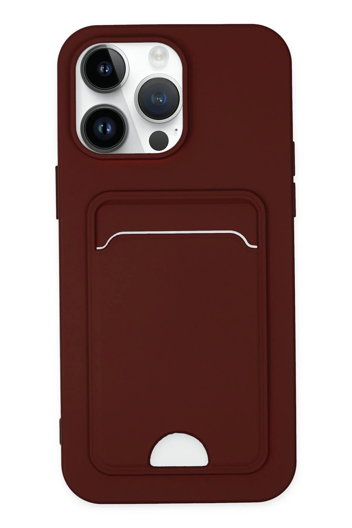 iPhone 14 Pro Kılıf Kelvin Kartvizitli Silikon - Bordo-(5796)