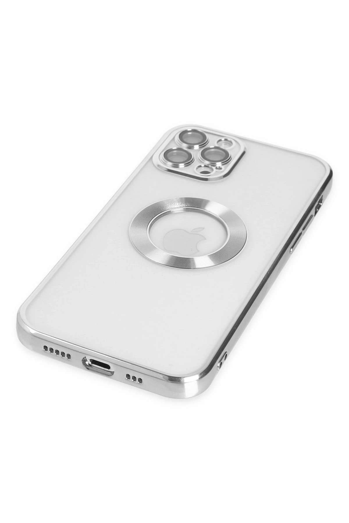 iPhone 12 Pro Kılıf Slot Silikon - Gümüş-(5796)