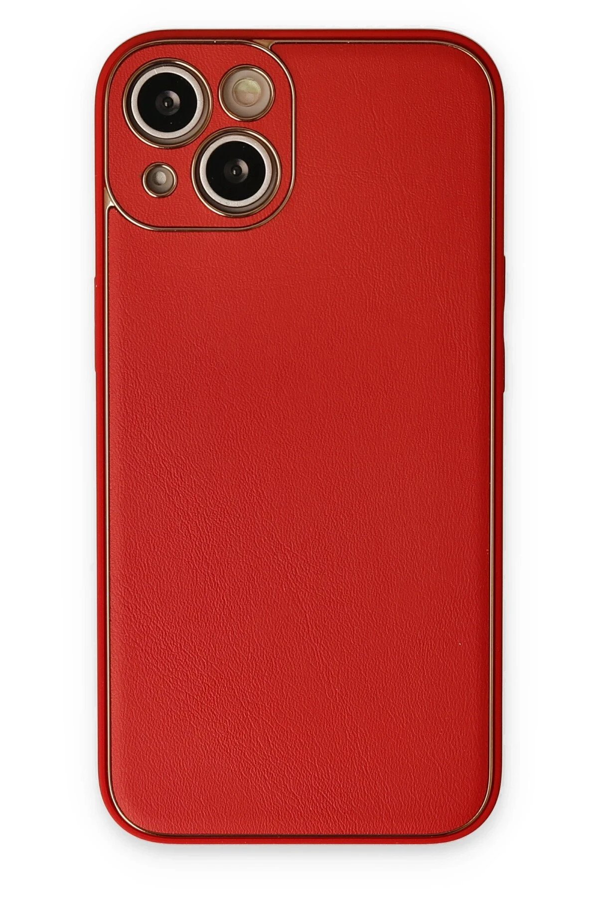 iPhone 14 Plus Kılıf Coco Deri Silikon Kapak - Kırmızı-(5796)