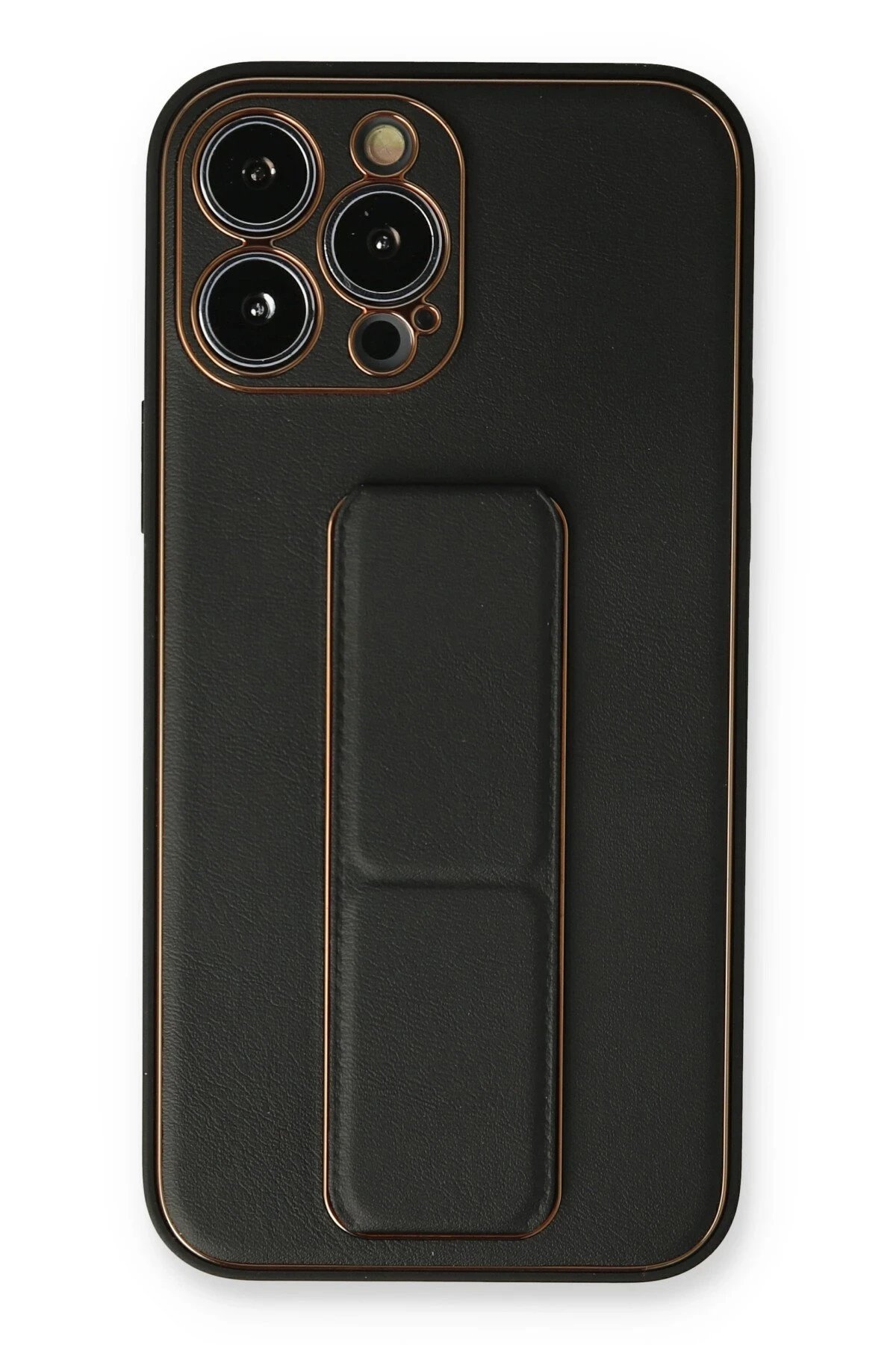 iPhone 14 Pro Kılıf Coco Deri Standlı Kapak - Siyah-(5796)