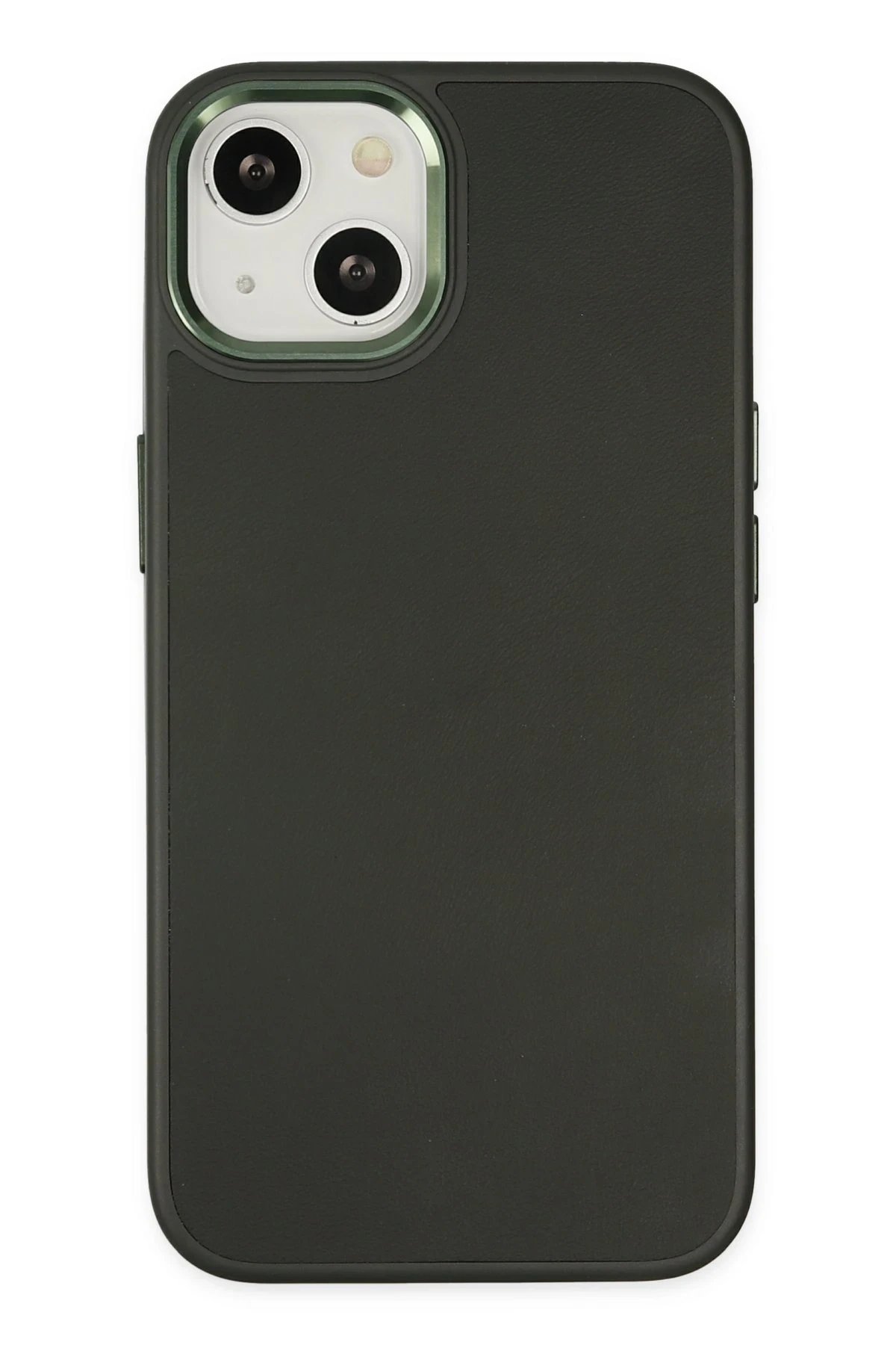 iPhone 14 Plus Kılıf Asya Deri Silikon - Koyu Yeşil-(5796)