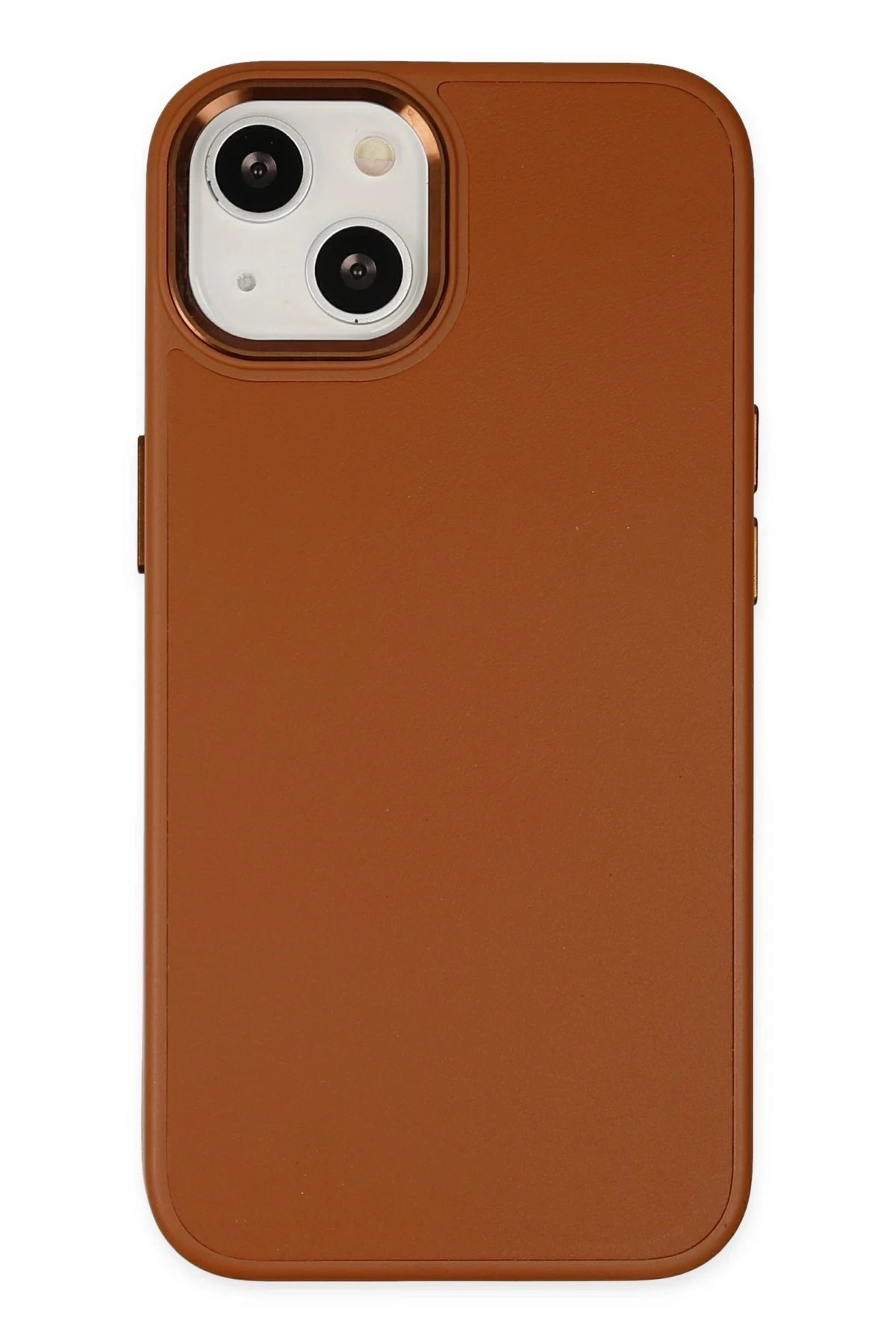 iPhone 14 Plus Kılıf Asya Deri Silikon - Kahverengi-(5796)