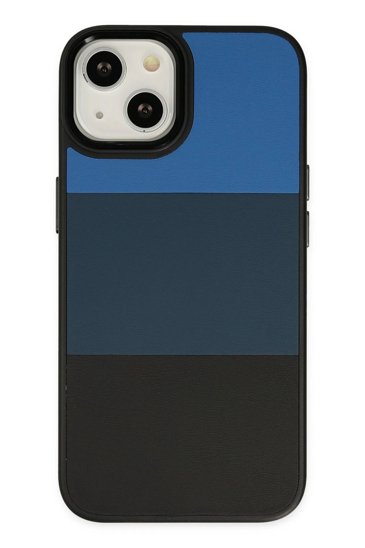 iPhone 14 Plus Kılıf King Kapak - Mavi-Siyah-(5796)