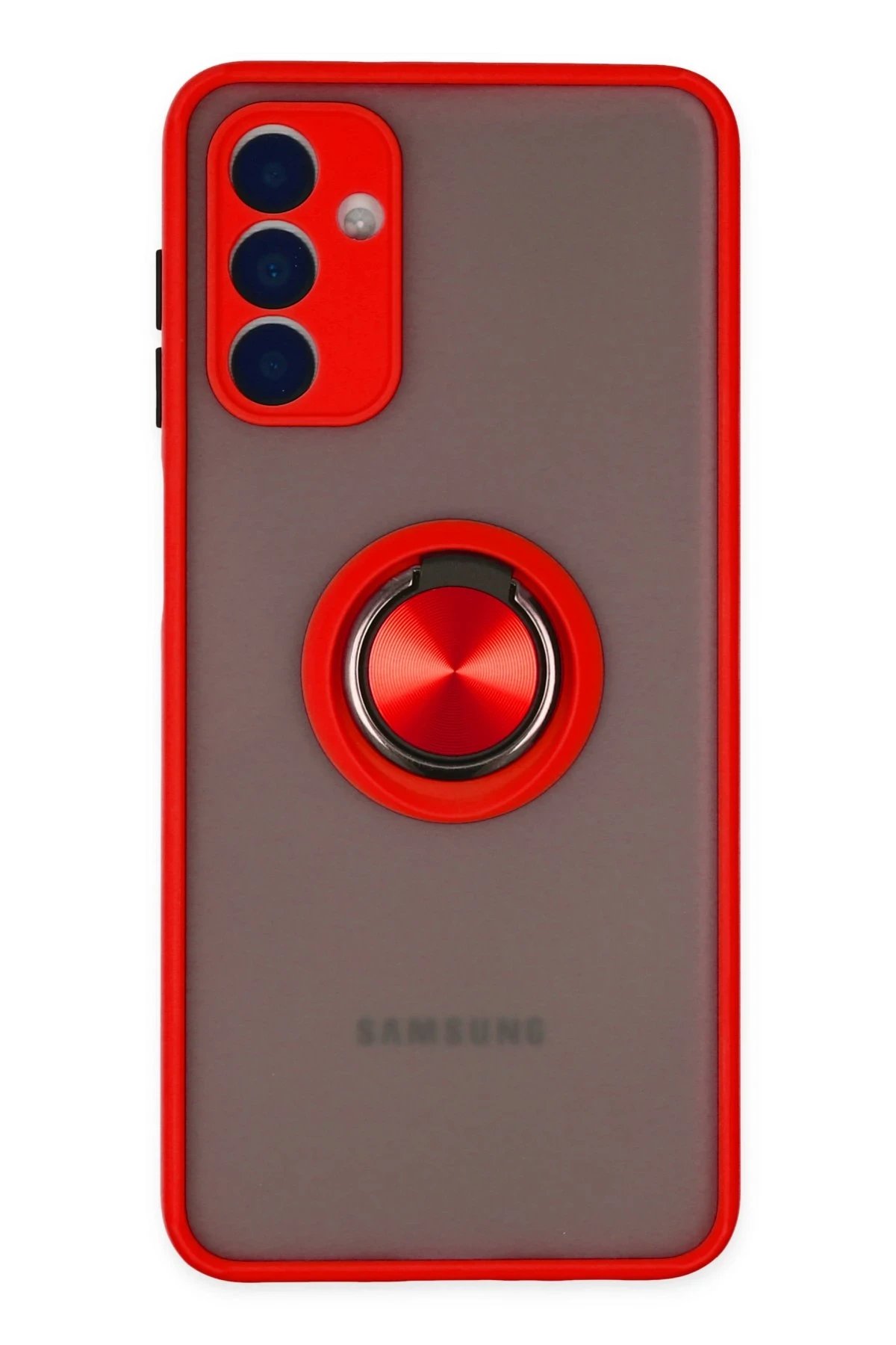 Samsung Galaxy A04S Kılıf Montreal Yüzüklü Silikon Kapak - Kırmızı-(5796)