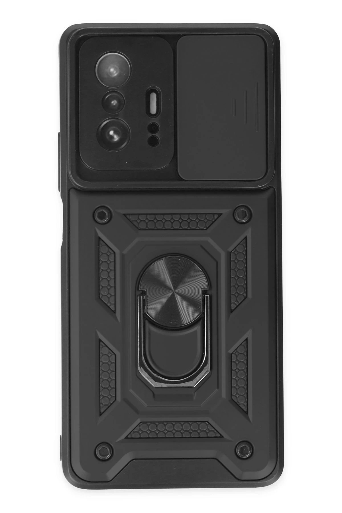 Xiaomi Mi 11T Pro Kılıf Pars Lens Yüzüklü Silikon - Siyah-(5796)
