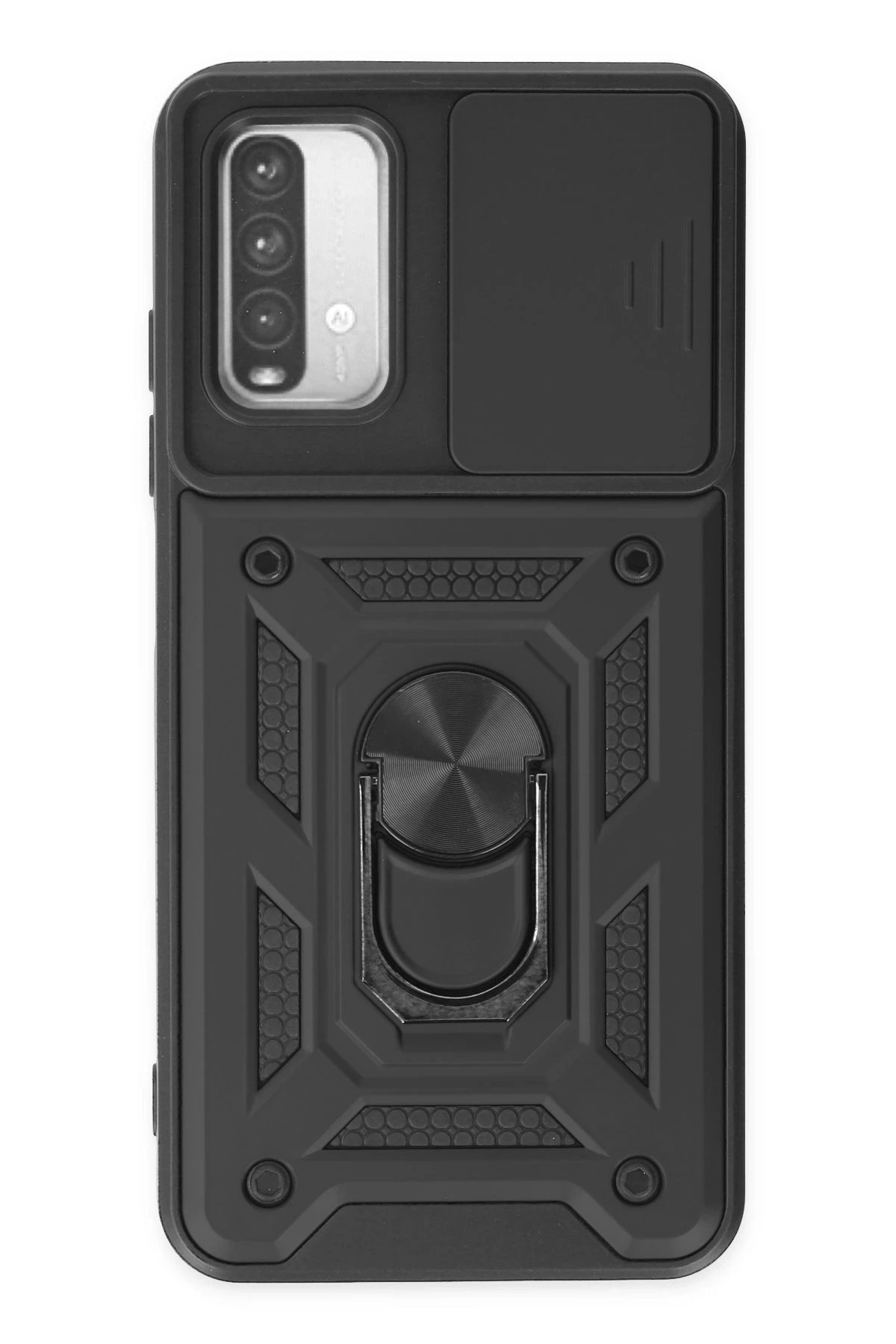 Xiaomi Redmi Note 9 4G Kılıf Pars Lens Yüzüklü Silikon - Siyah-(5796)