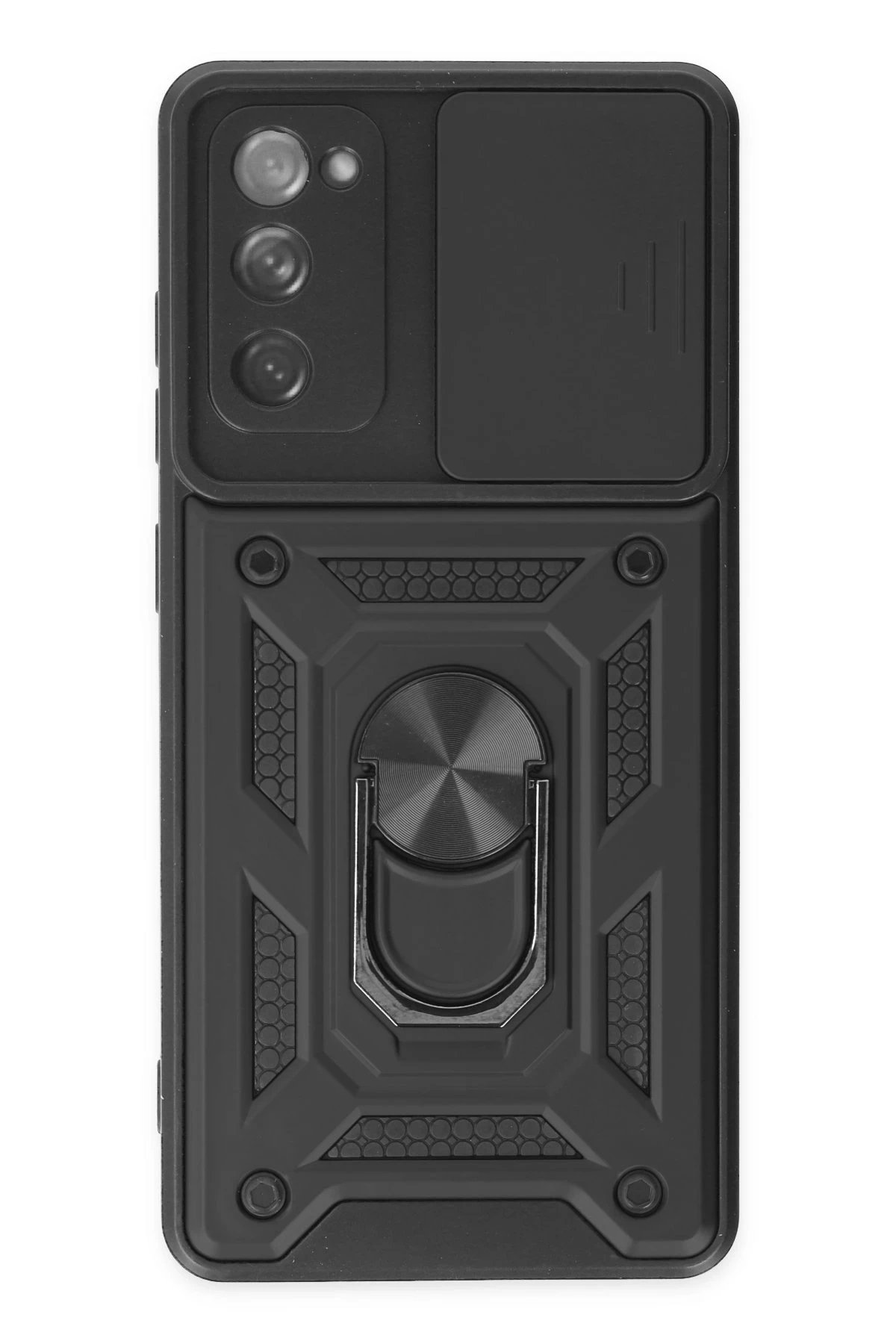 Samsung Galaxy S20 FE Kılıf Pars Lens Yüzüklü Silikon - Siyah-(5796)