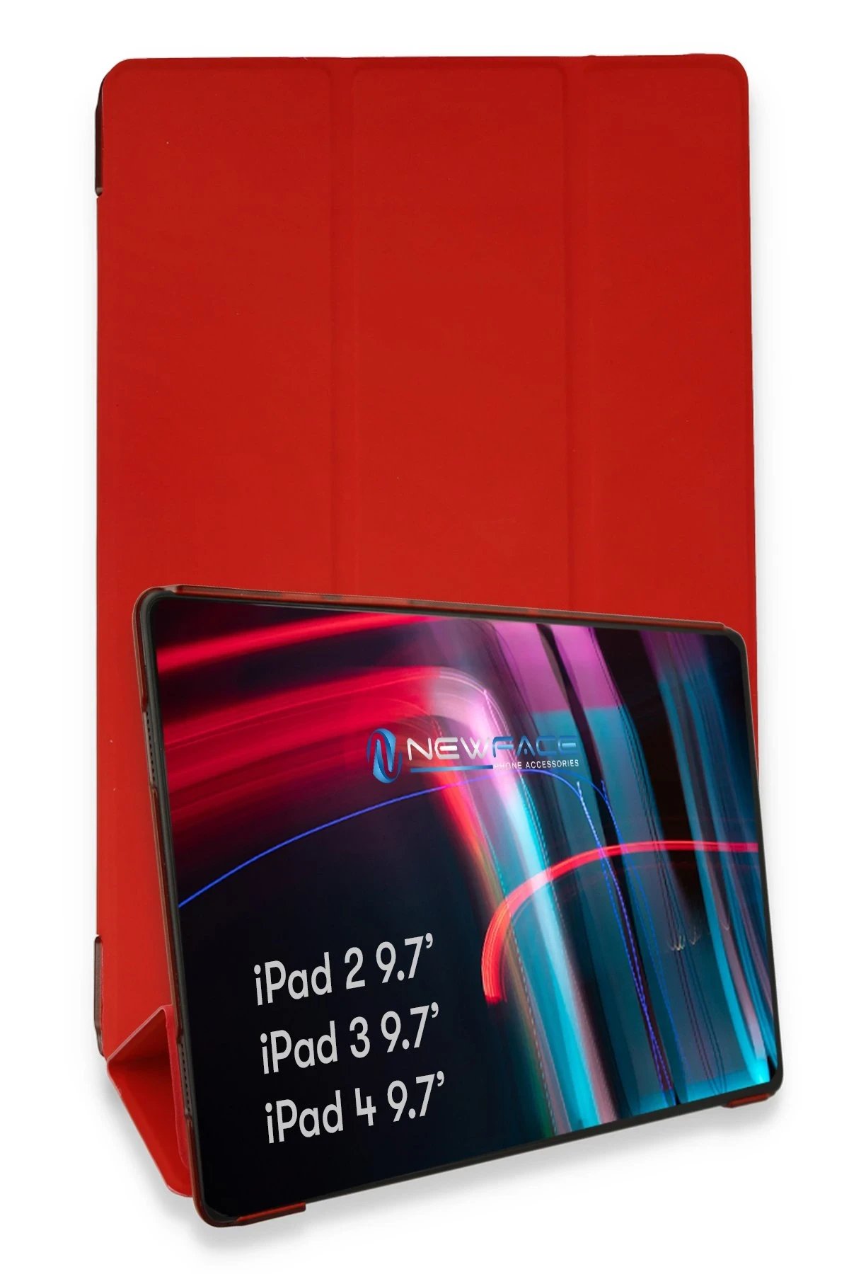 iPad 4 9.7 Kılıf Tablet Smart Kılıf - Kırmızı-(5796)