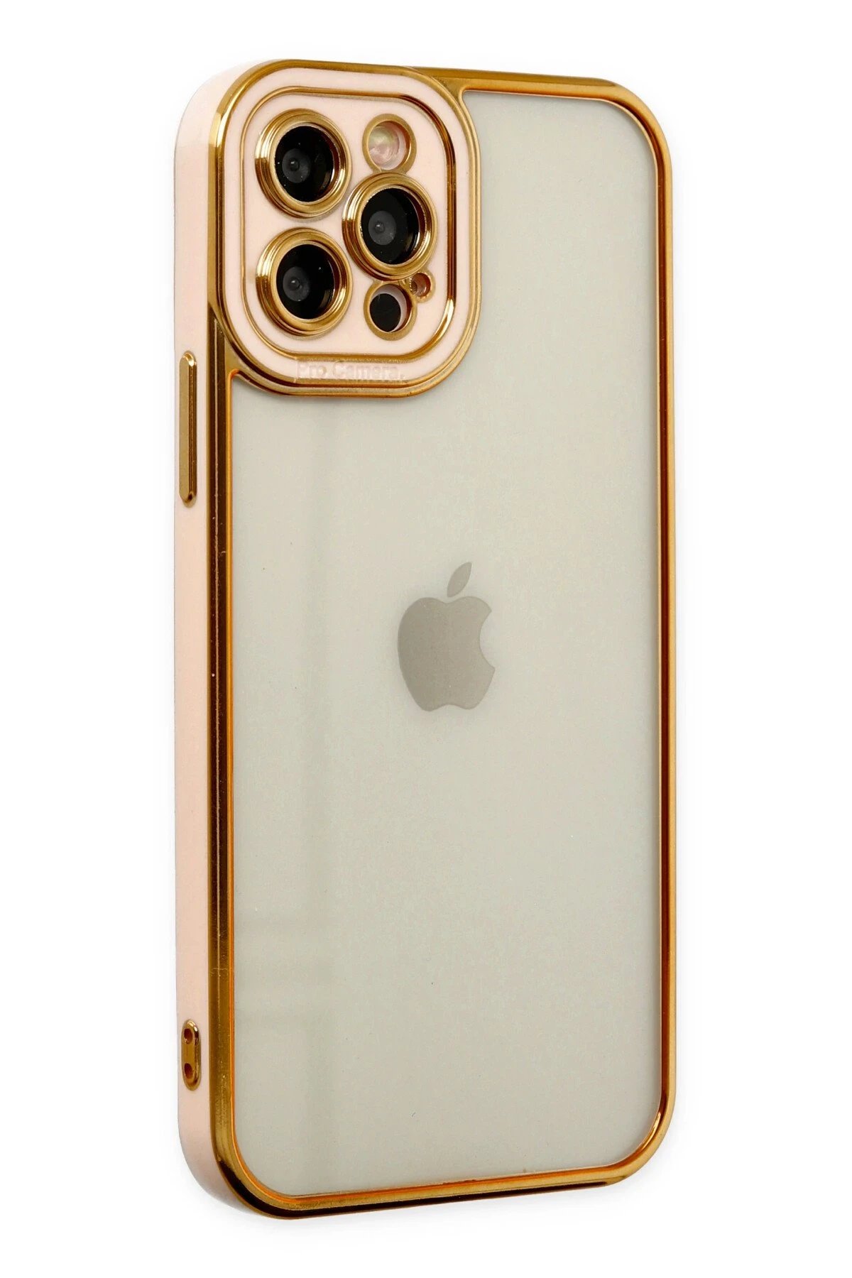 iPhone 12 Pro Kılıf Liva Lens Silikon - Rose-(5796)