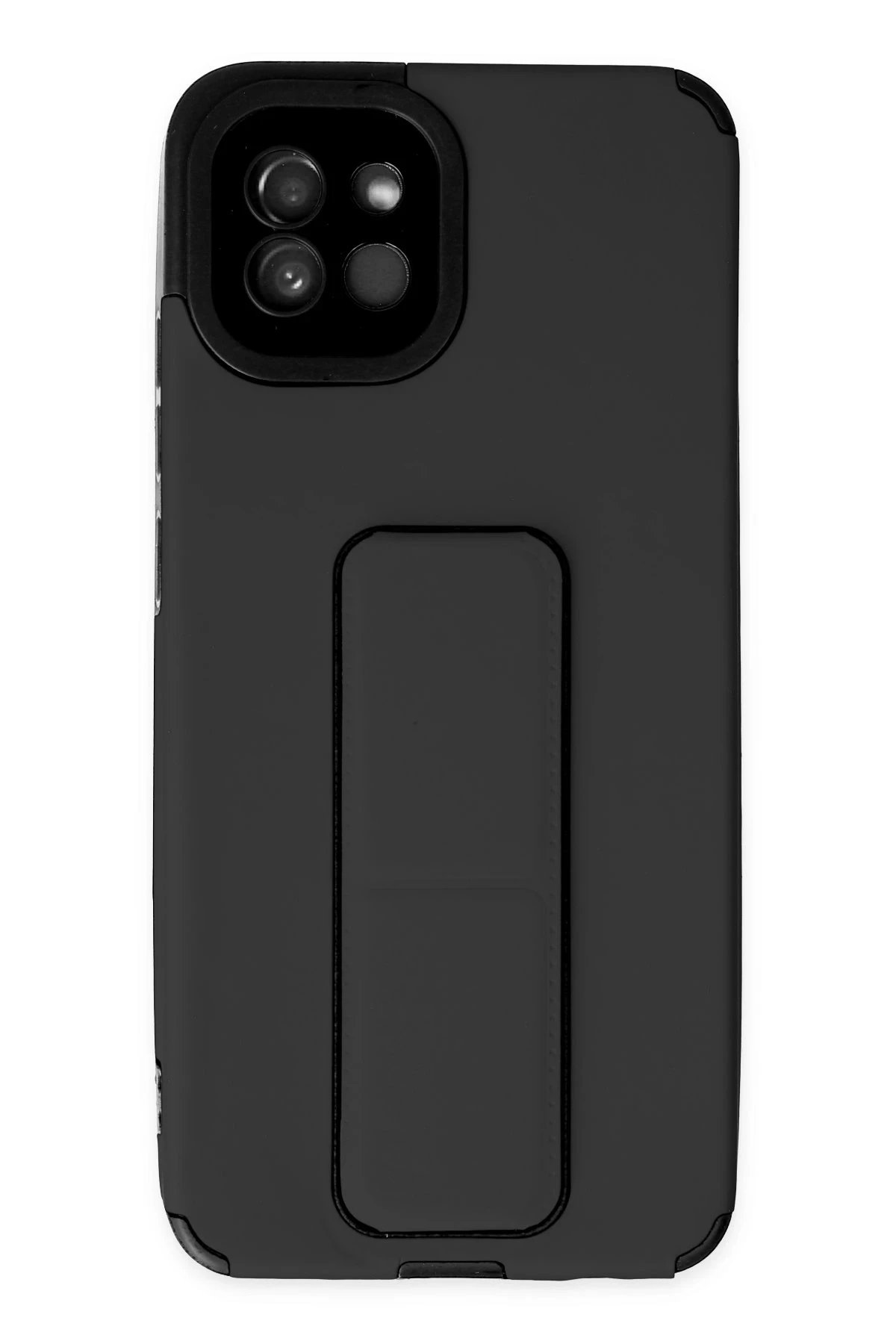 Samsung Galaxy A03 Kılıf Mega Standlı Silikon - Siyah-(5796)