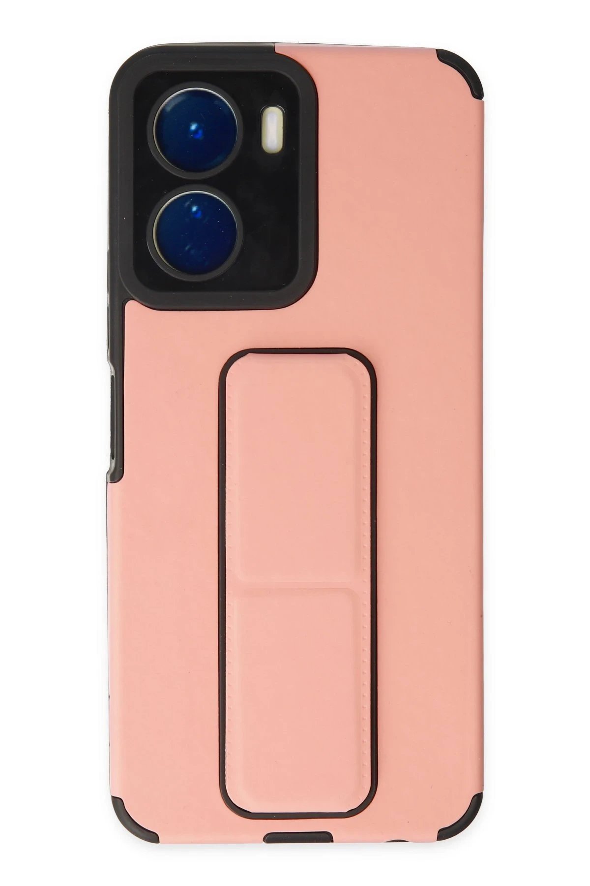 Vivo Y16 Kılıf Mega Standlı Silikon - Pudra-(5796)