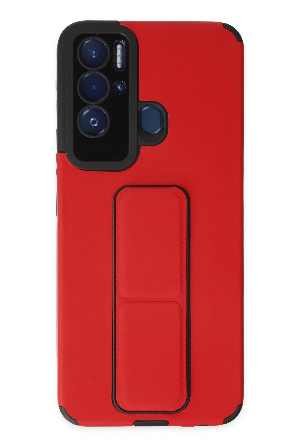 Tecno Pova Neo Kılıf Mega Standlı Silikon - Kırmızı-(5796)