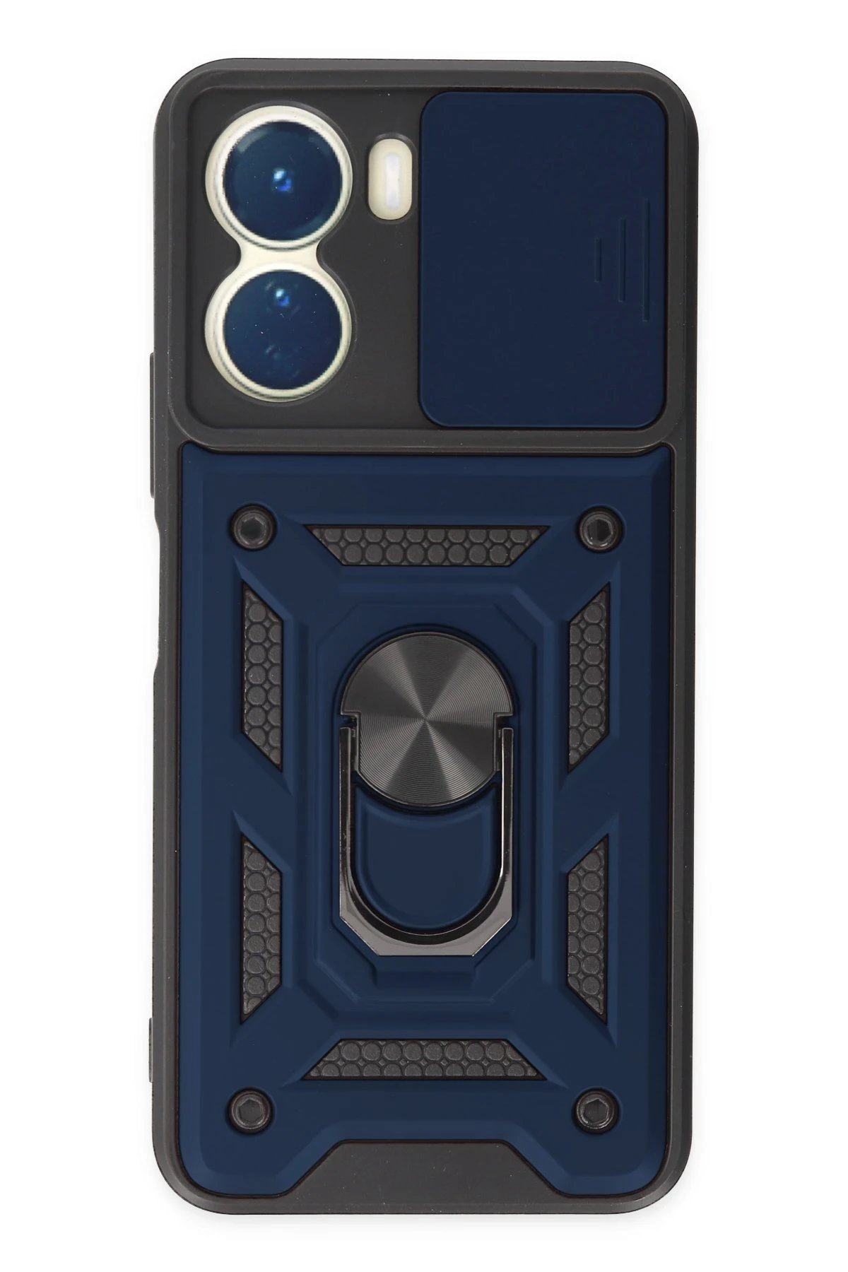 Vivo Y16 Kılıf Pars Lens Yüzüklü Silikon - Lacivert-(5796)