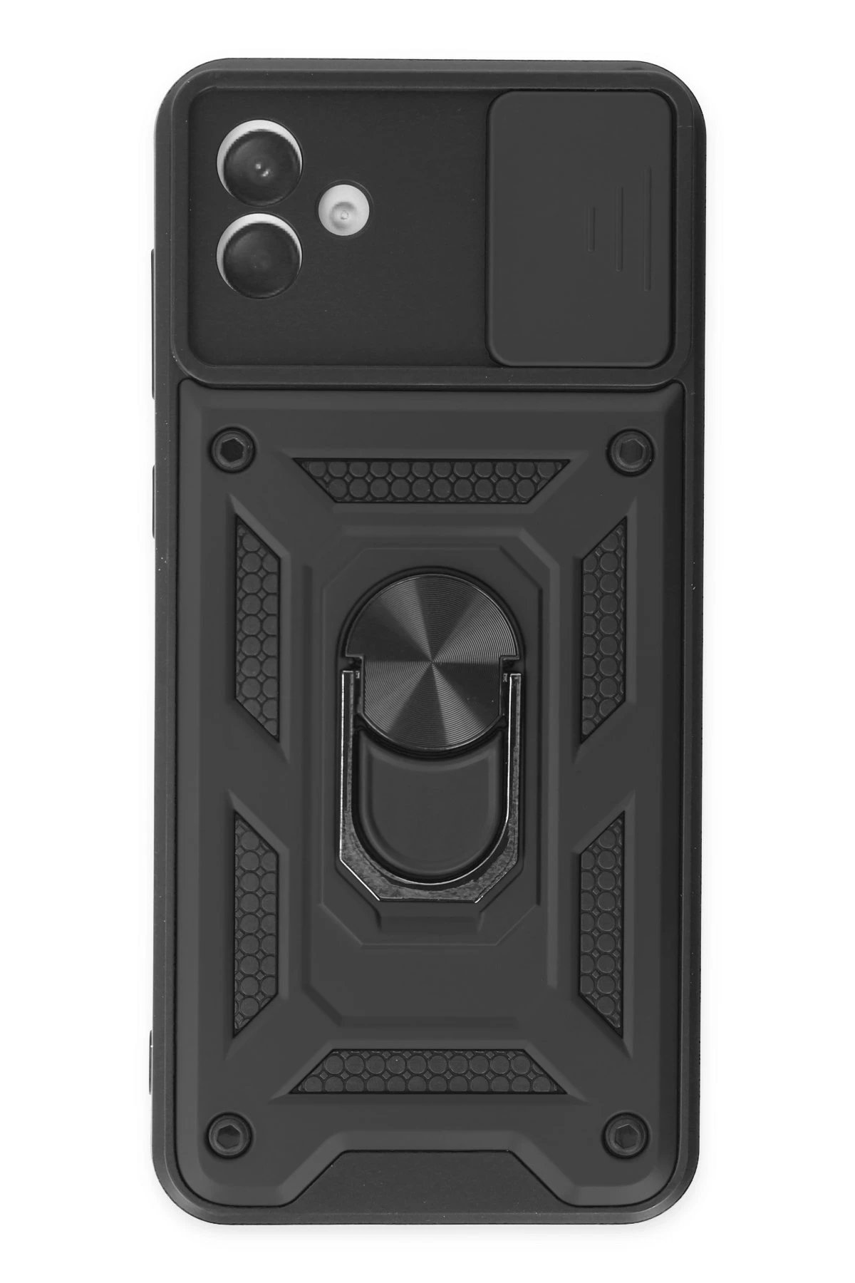 Samsung Galaxy A04 Kılıf Pars Lens Yüzüklü Silikon - Siyah-(5796)