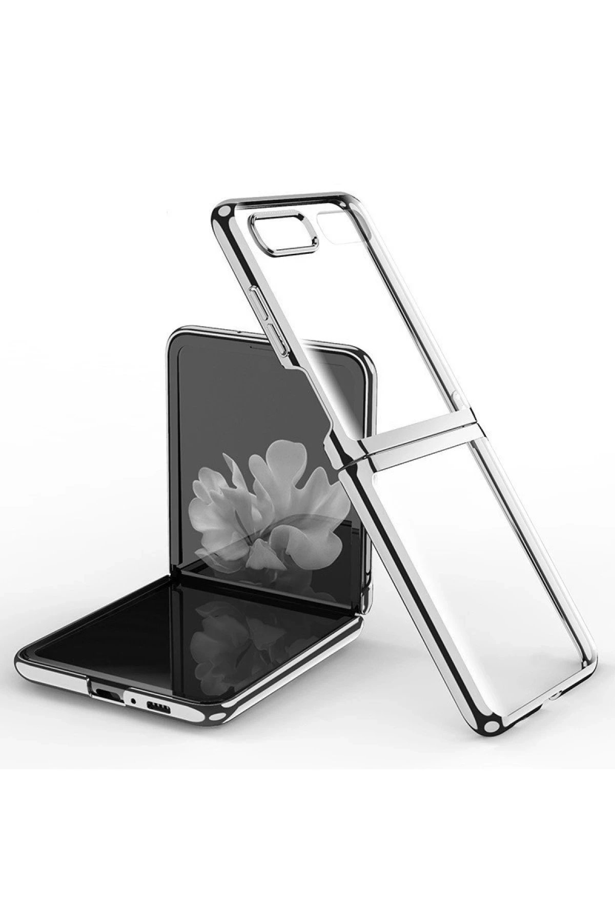 Samsung Galaxy Z Flip 4 Kılıf Fold Element Kapak - Gümüş-(5796)