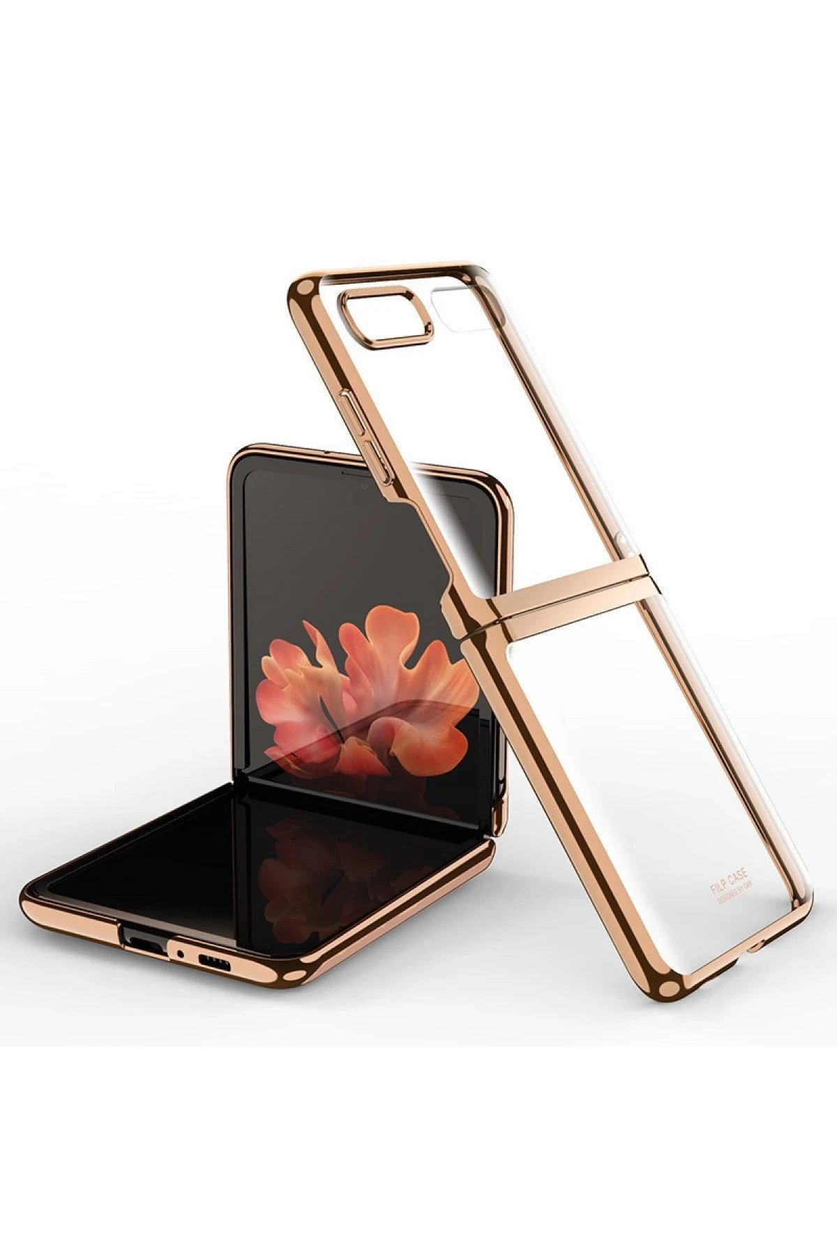 Samsung Galaxy Z Flip 4 Kılıf Fold Element Kapak - Gold-(5796)