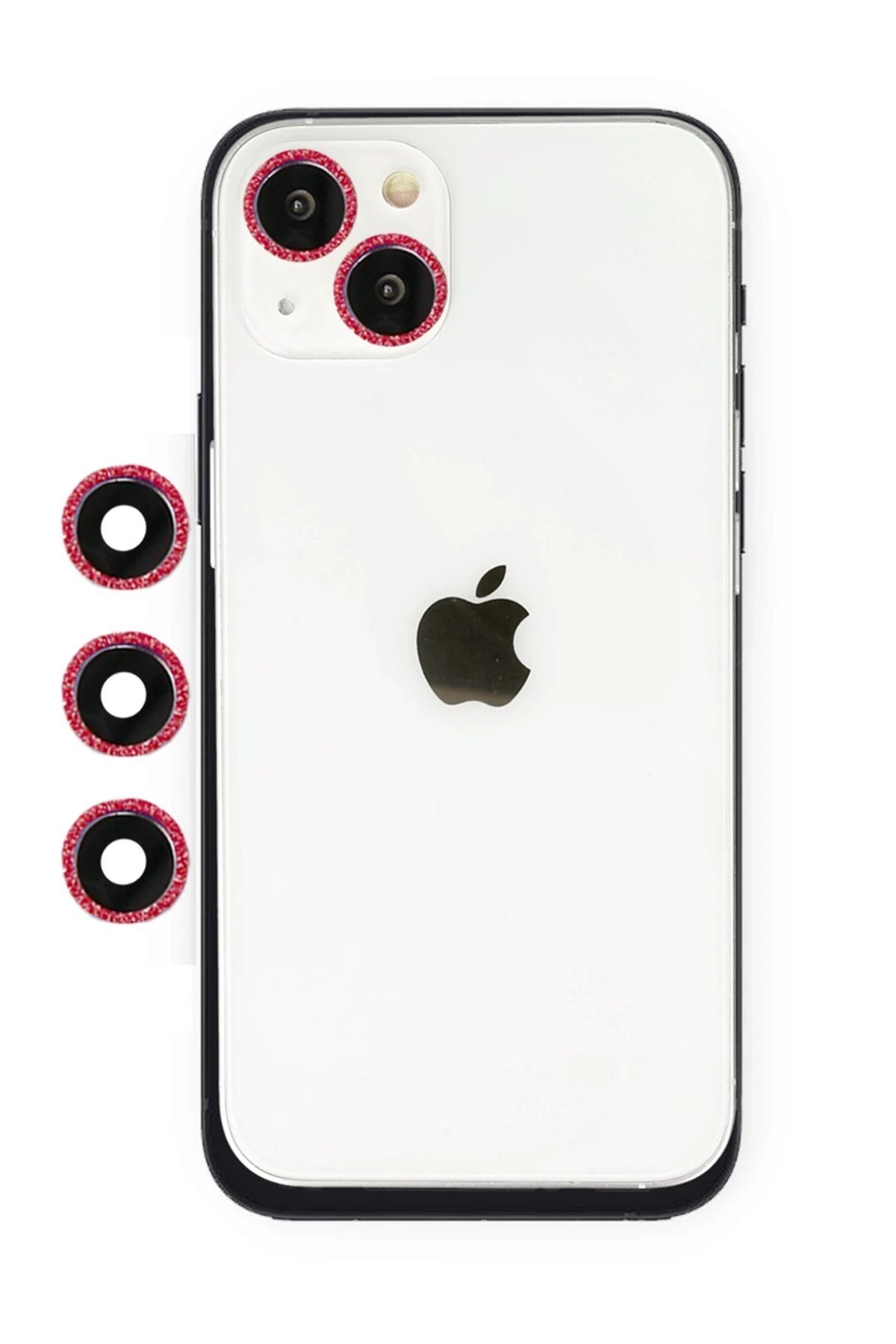 iPhone 14 Shine Kamera Lens - Kırmızı-(5796)