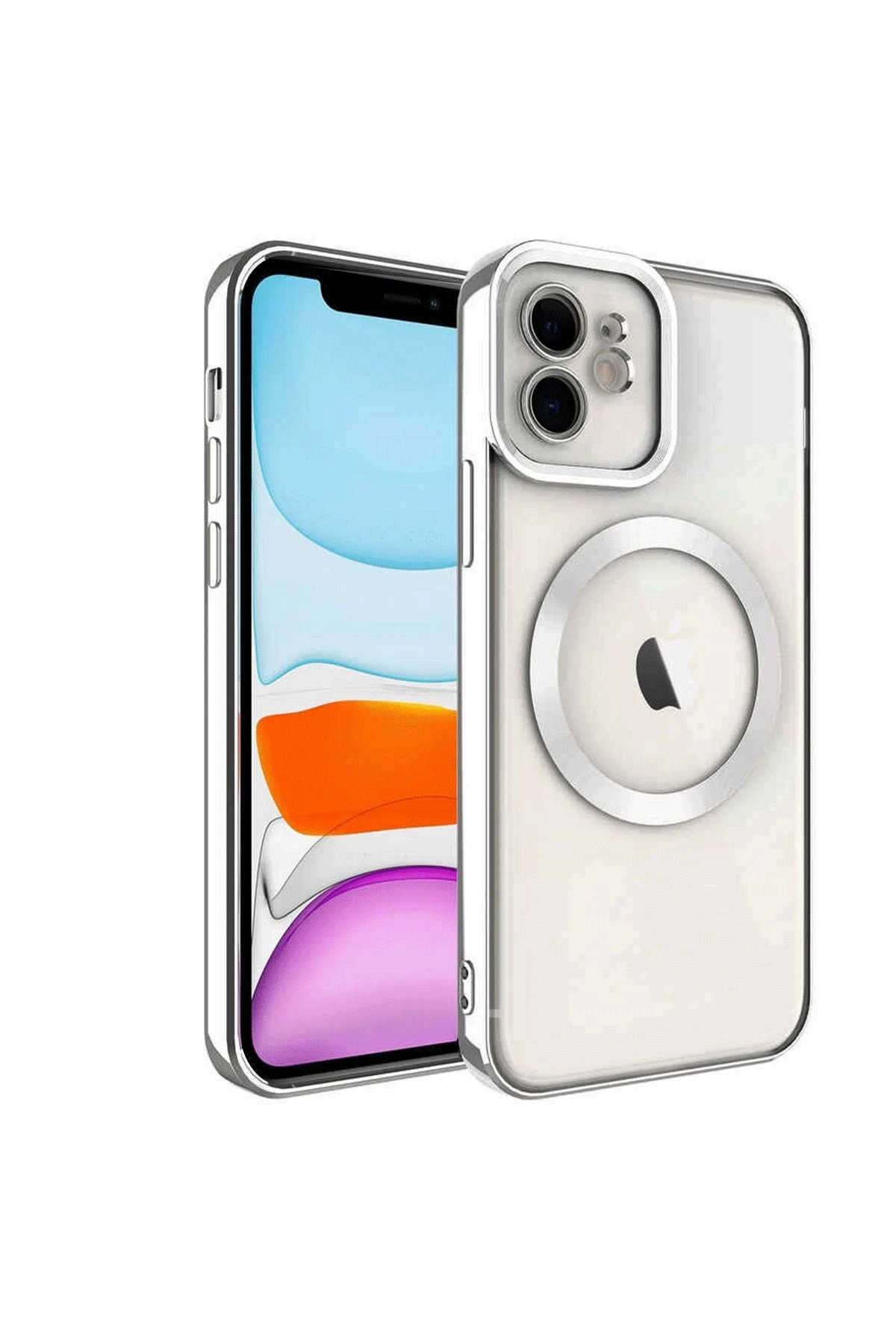 iPhone 12 Kılıf Kross Magneticsafe Kapak - Gümüş-(5796)