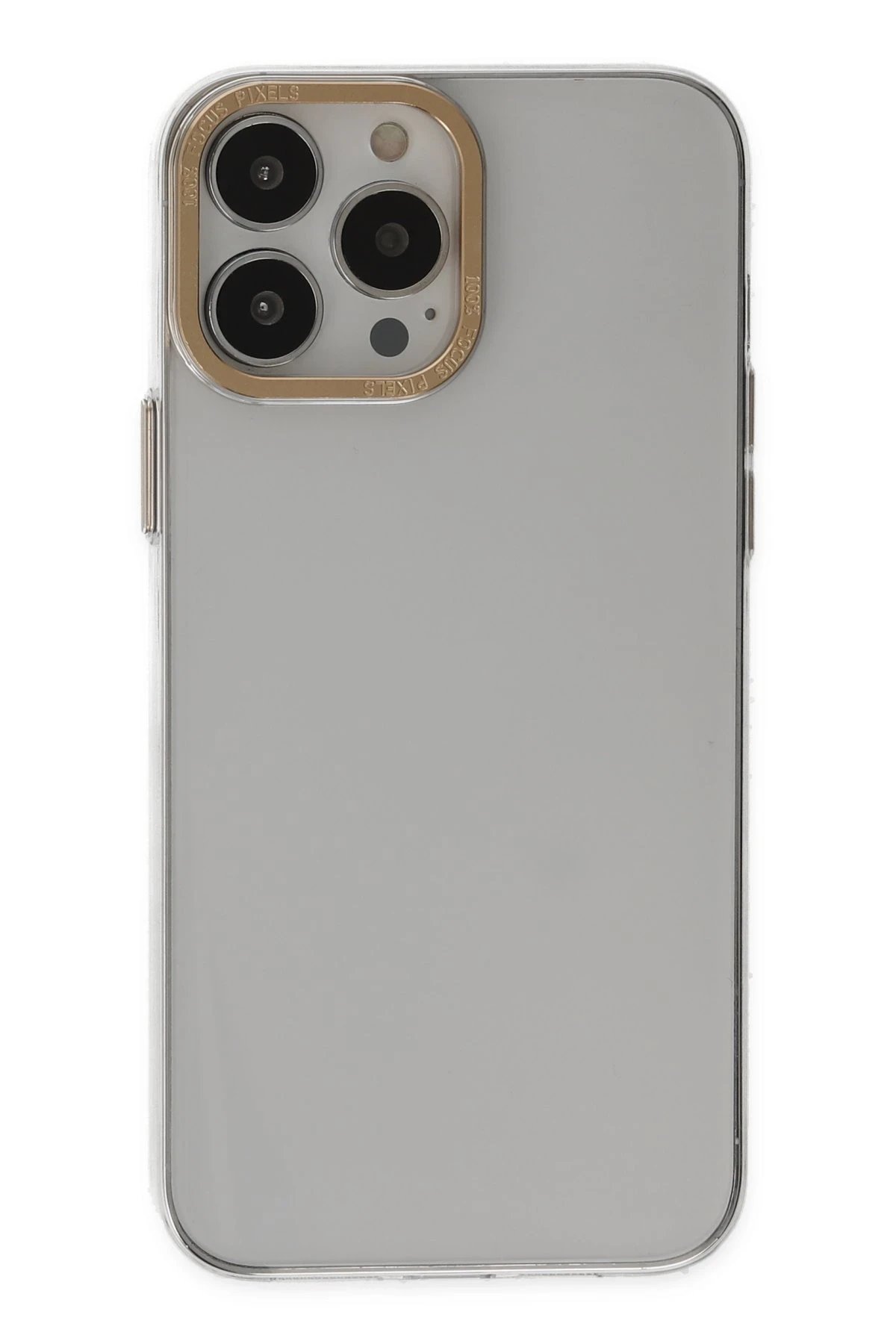 iPhone 13 Pro Kılıf Anka PC Sert Metal Kapak - Şeffaf-(5796)