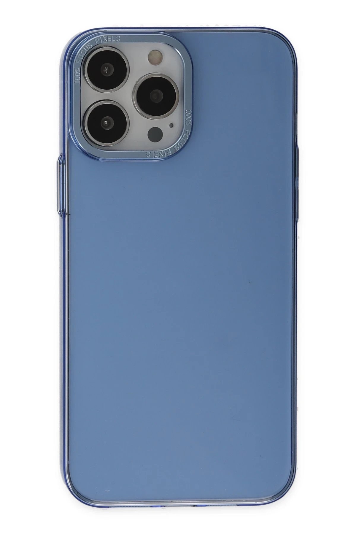 iPhone 13 Pro Kılıf Anka PC Sert Metal Kapak - Mavi-(5796)