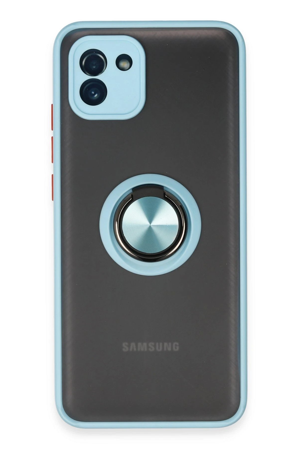 Samsung Galaxy A03 Kılıf Montreal Yüzüklü Silikon Kapak - Buz Mavi-(5796)