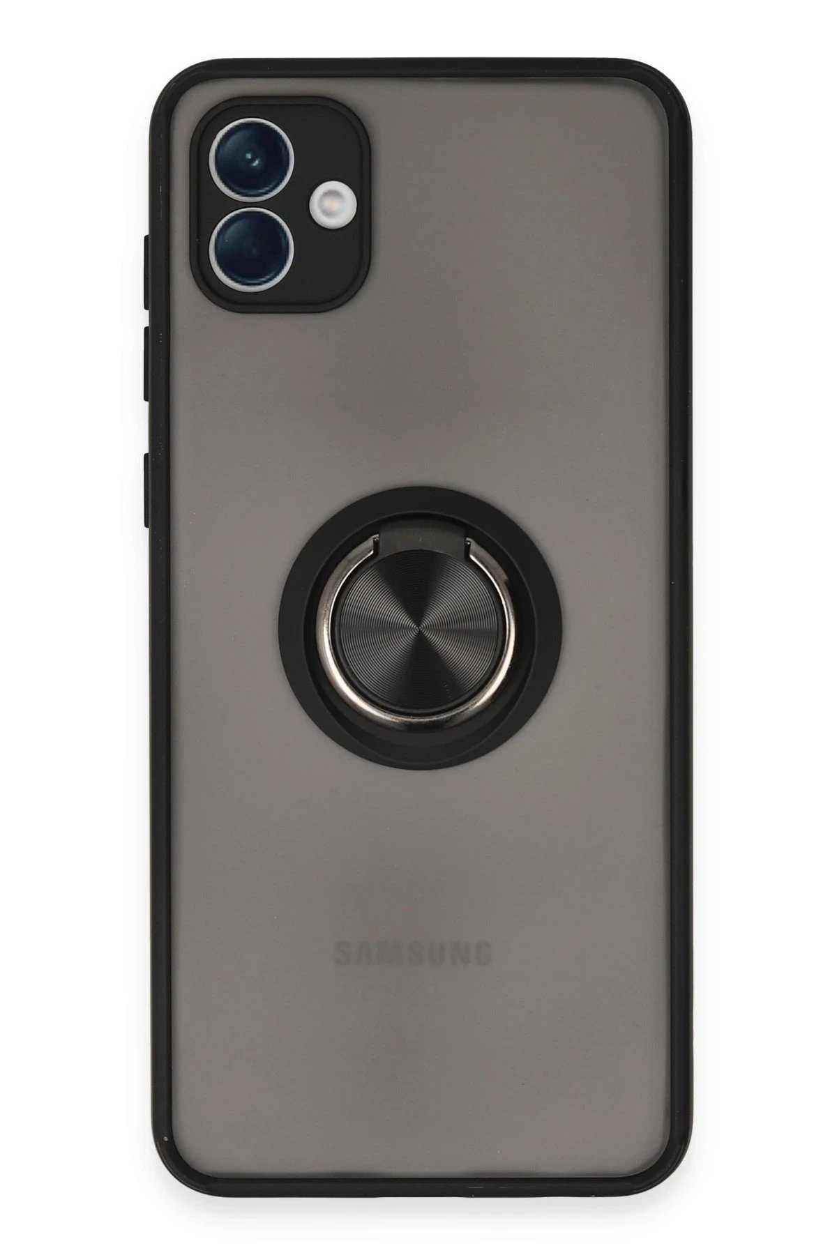 Samsung Galaxy A04 Kılıf Montreal Yüzüklü Silikon Kapak - Siyah-(5796)