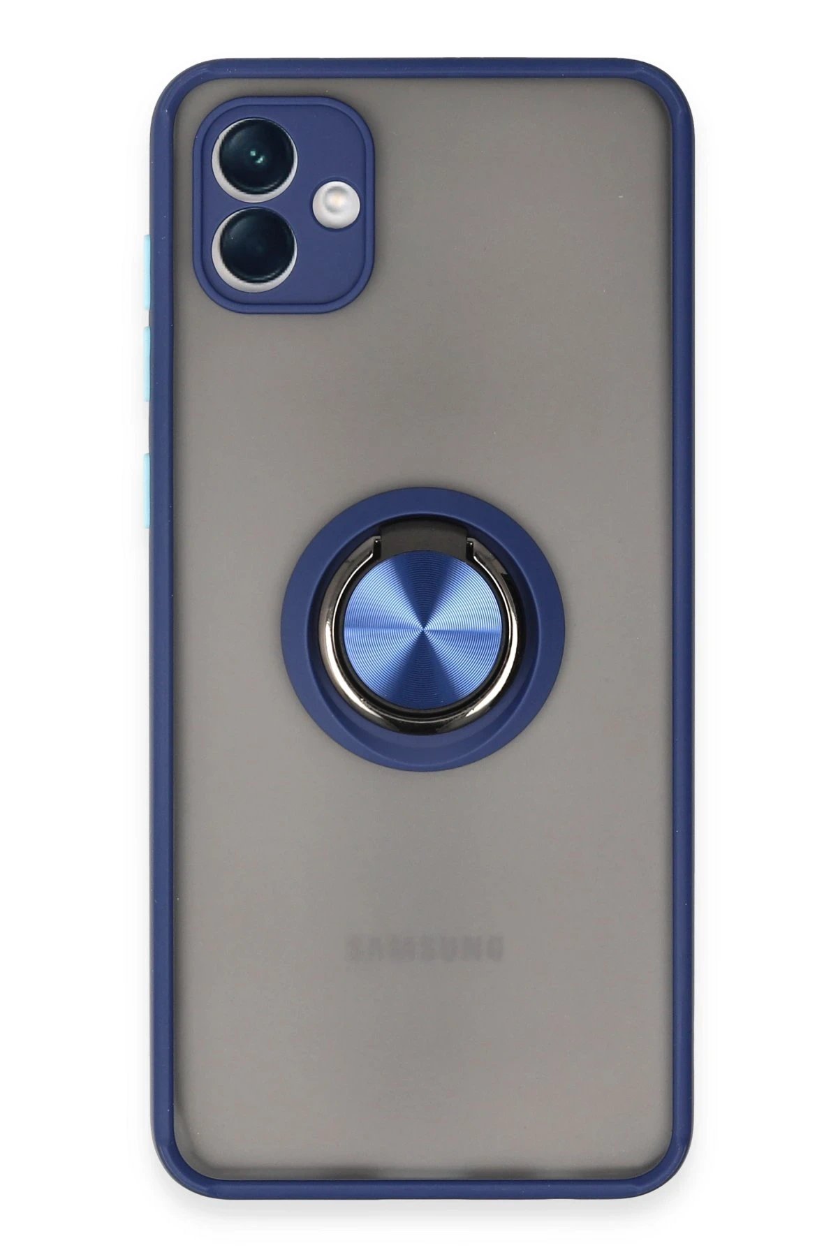 Samsung Galaxy A04 Kılıf Montreal Yüzüklü Silikon Kapak - Lacivert-(5796)