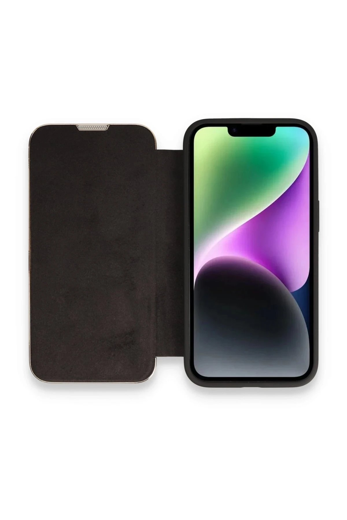 iPhone 13 Pro Max Kılıf Dolpin Kapaklı - Siyah-(5796)