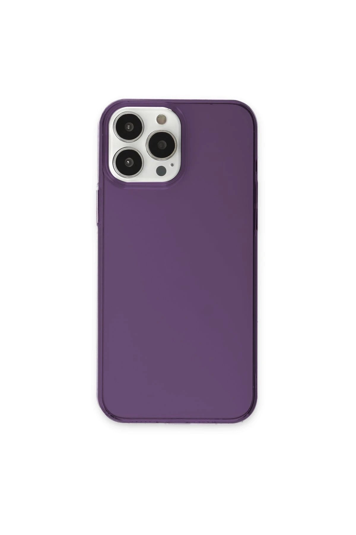 iPhone 13 Pro Max Kılıf Pc Sert Şeffaf Kapak - Mor-(5796)