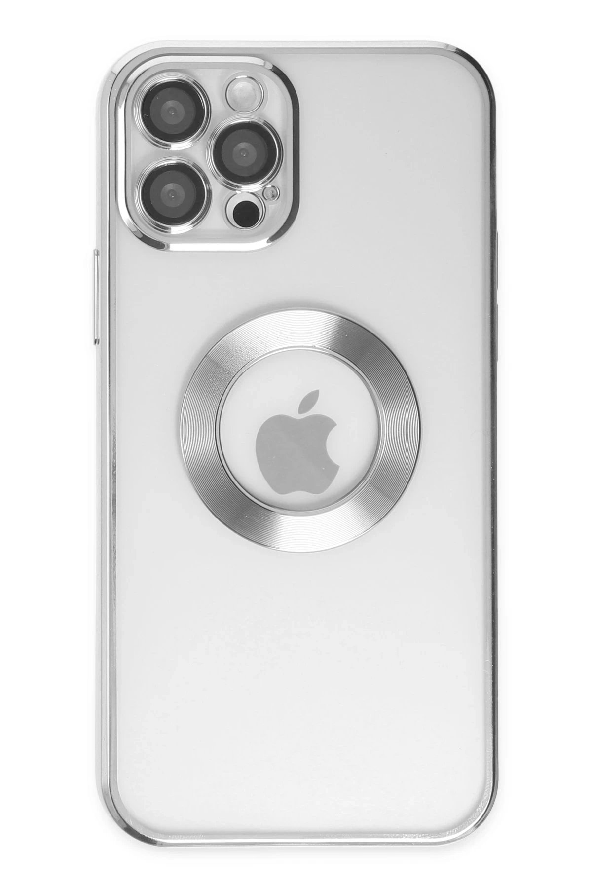 iPhone 12 Pro Max Kılıf Slot Silikon - Gümüş-(5796)