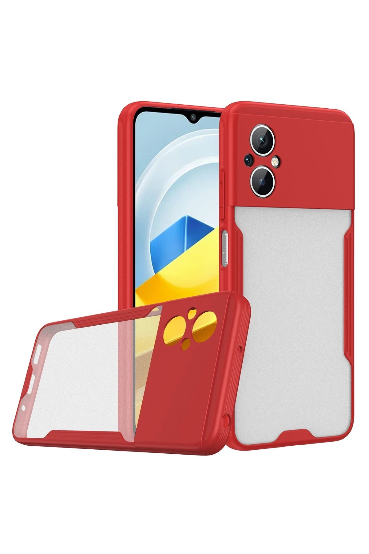 Xiaomi Poco M5 Kılıf Platin Silikon - Kırmızı-(5796)