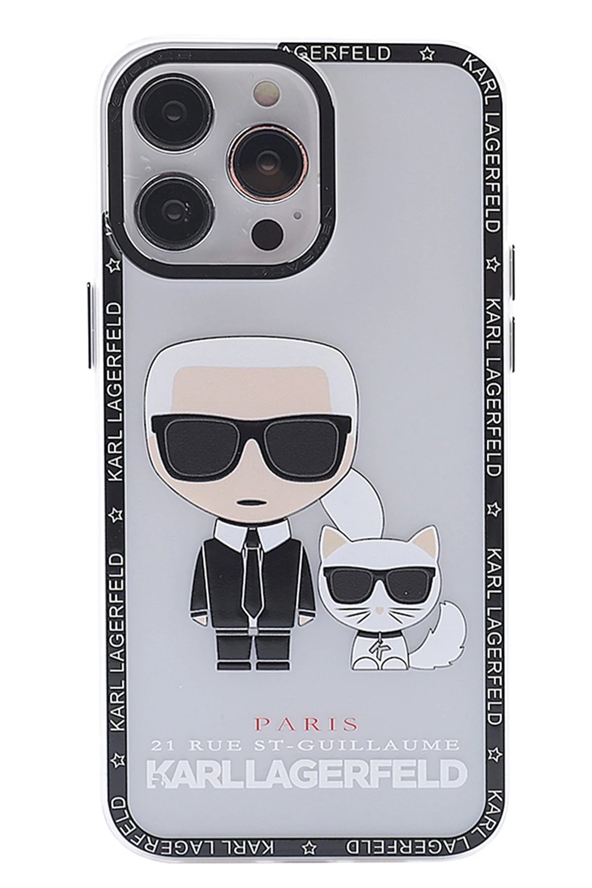 iPhone 14 Pro Kılıf Prada Desenli Kapak - Prada Şeffaf - 1-(5796)
