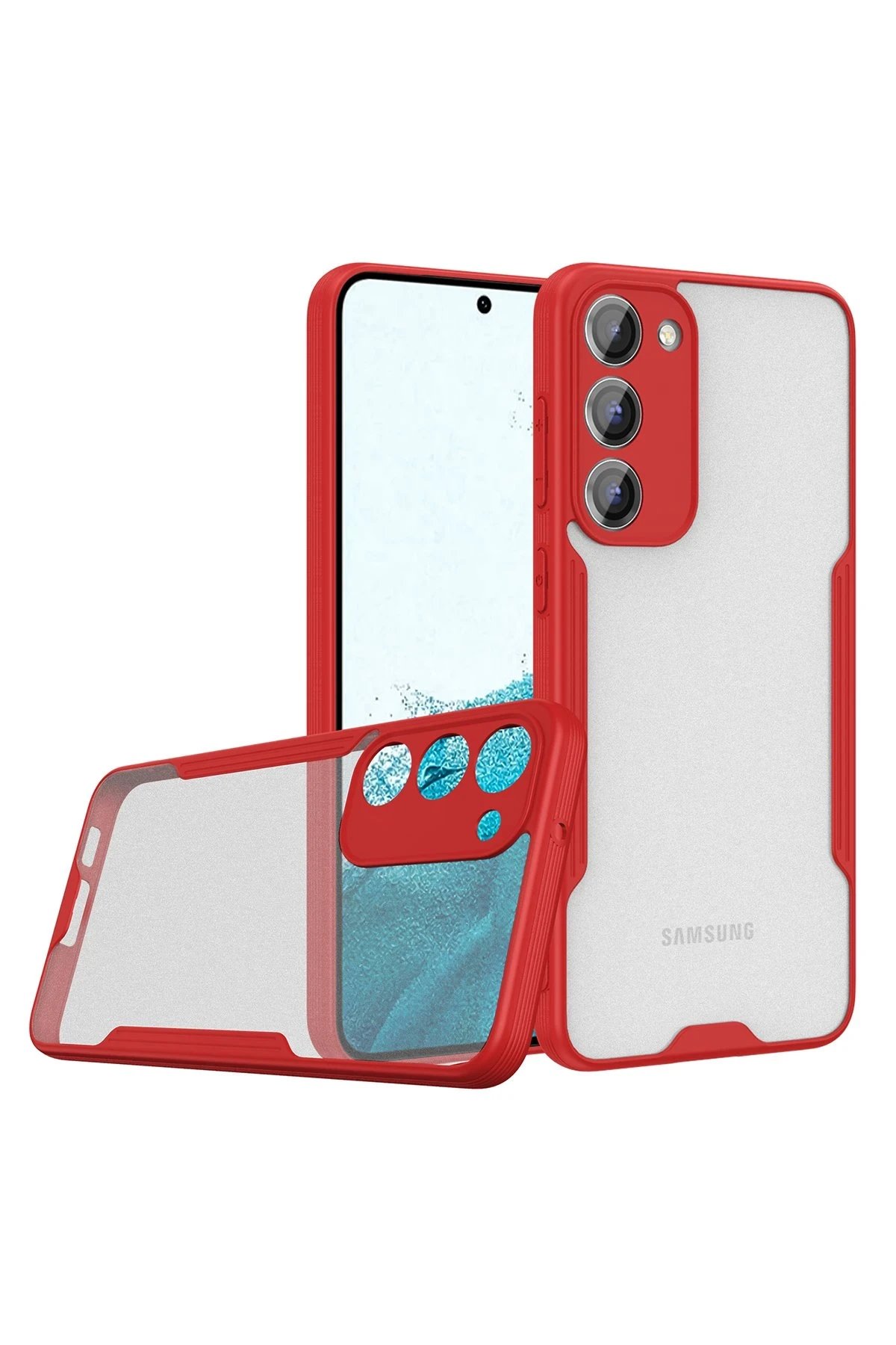 Samsung Galaxy S23 Plus Kılıf Platin Silikon - Kırmızı-(5796)
