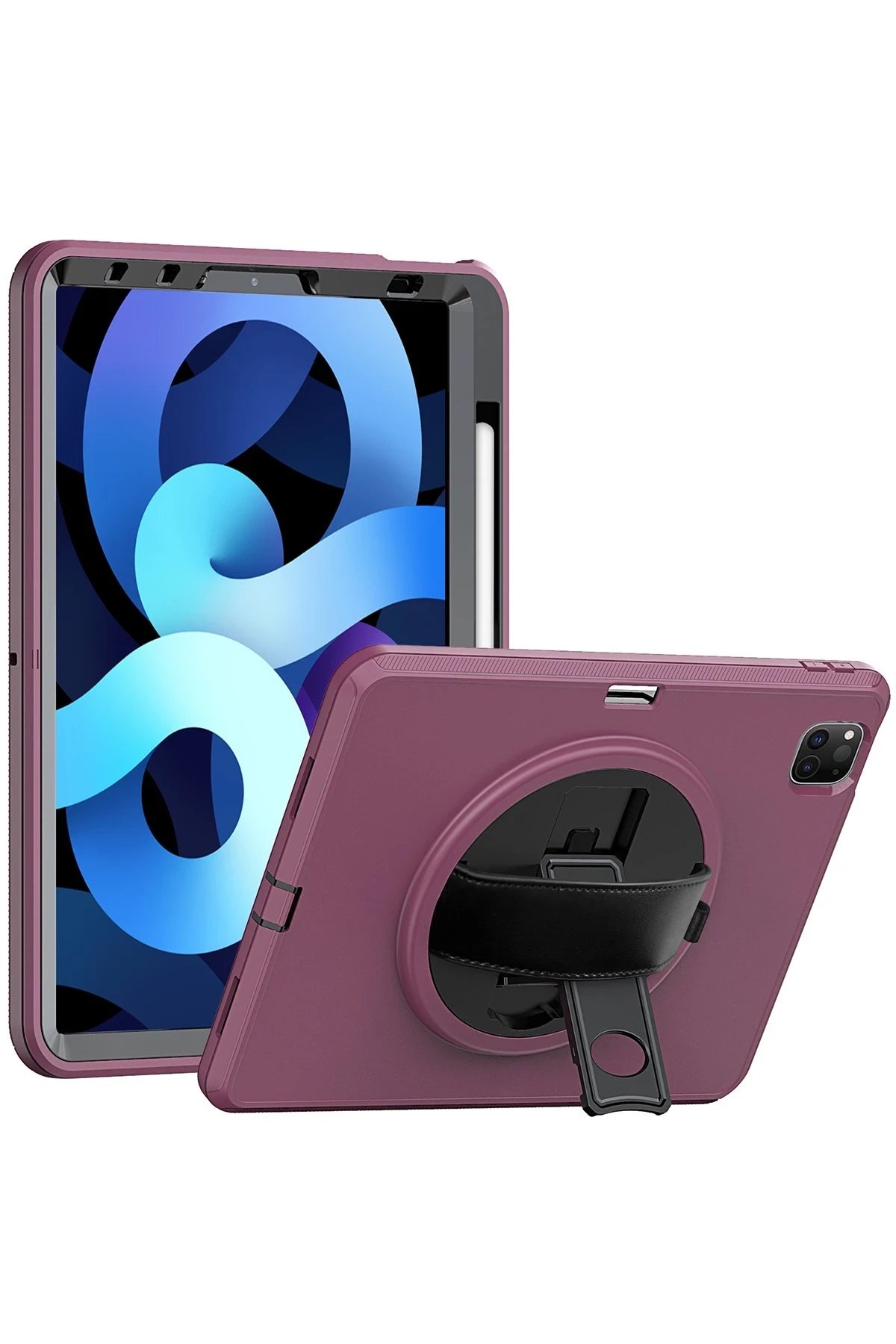 iPad Pro 11 (2018) Kılıf Hand Strap Tablet Kılıfı - Mürdüm-(5796)