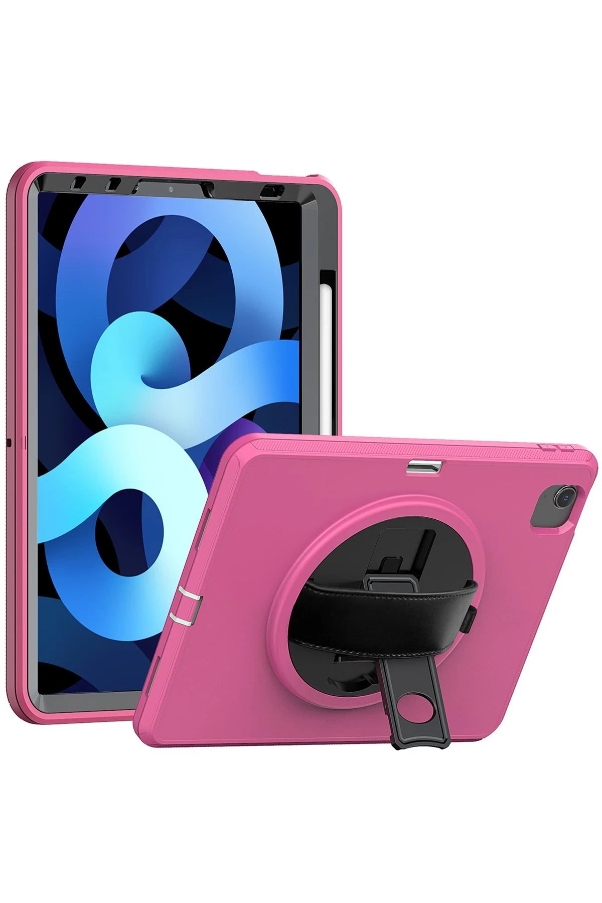 iPad 2022 10.9 (10.nesil) Kılıf Hand Strap Tablet Kılıfı - Pembe-(5796)